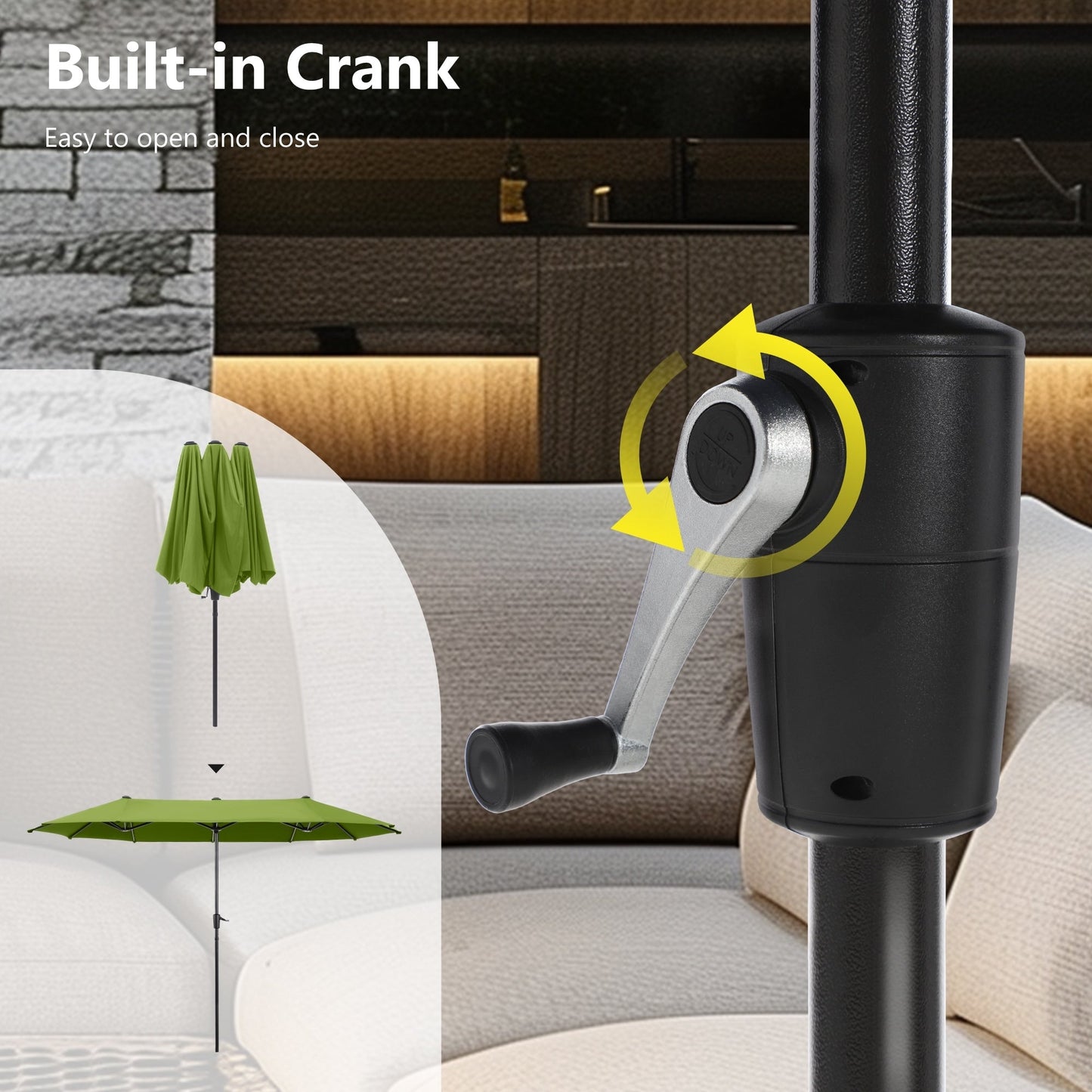 MAISON ARTS 13ft Double -Sided Patio Umbrella Extra Large with Crank