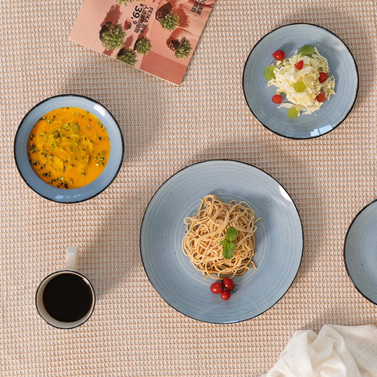 Dinewares Spin Wash Dinnerware Dish Set, Mugs, Salad and Dinner Plates and Bowls Sets, High Quality Dishes