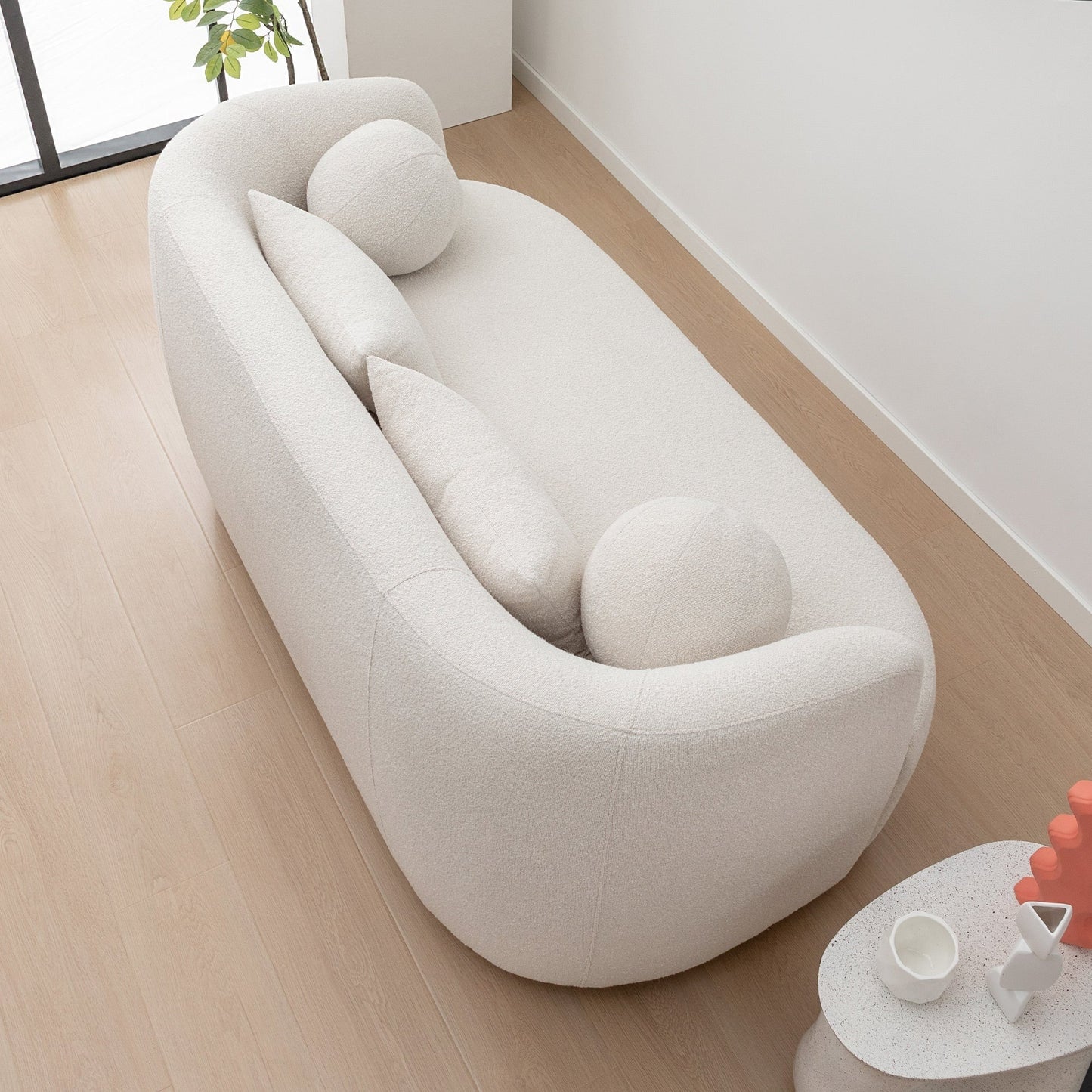 Causeuse 2 places rembourrée KINWELL Boucle avec oreillers