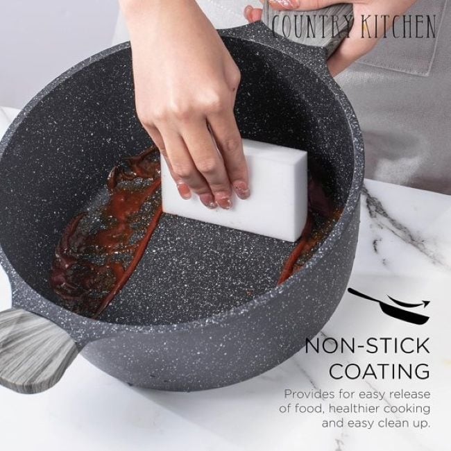 Country Kitchen Non-Stick Cast Aluminum Cookware Set - Durable Kitchen Cookware for Everyday Cooking, 6-11 Pc