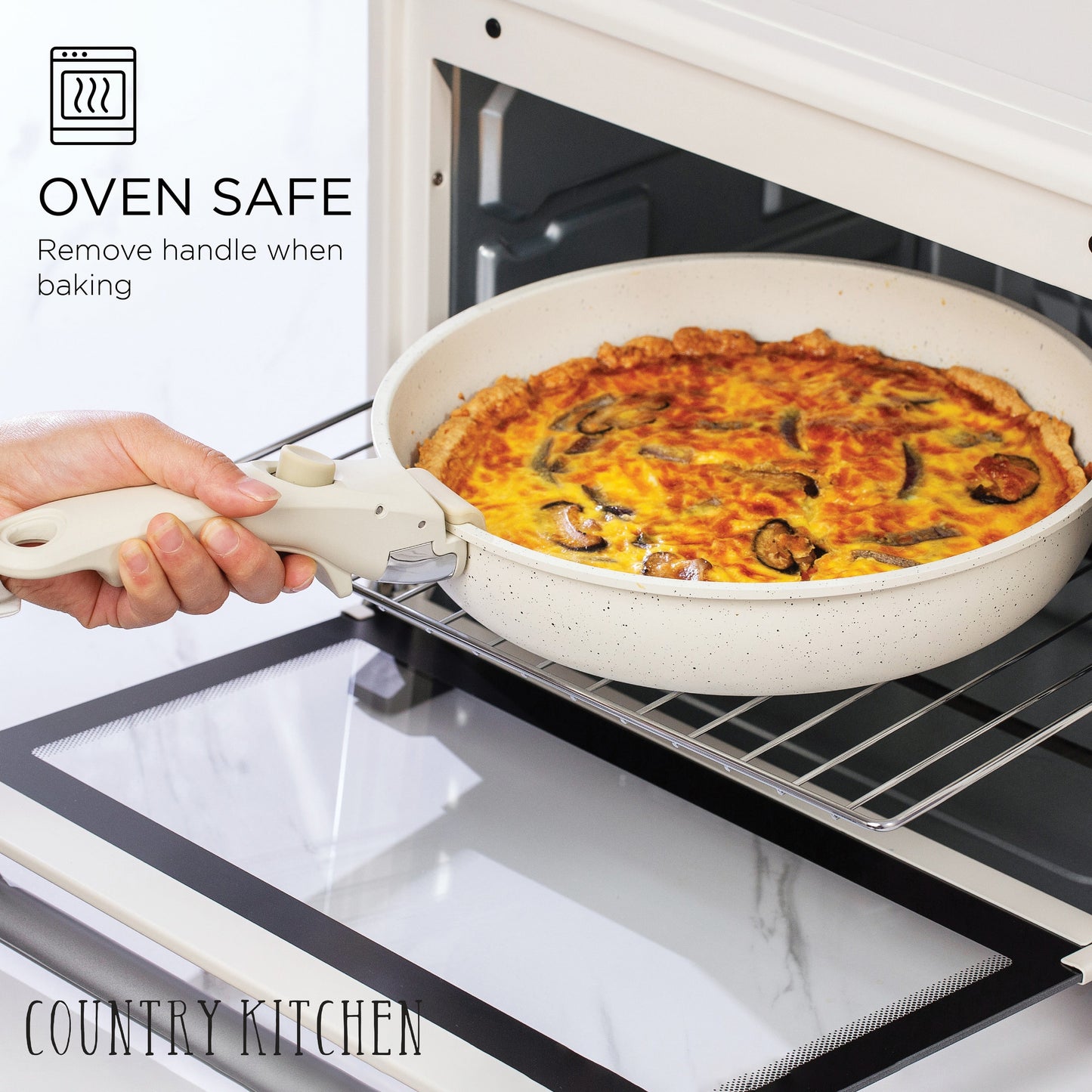 Country Kitchen RV Cookware- 13 Piece Aluminum Pots and Pans with Removable Handle Oven Safe