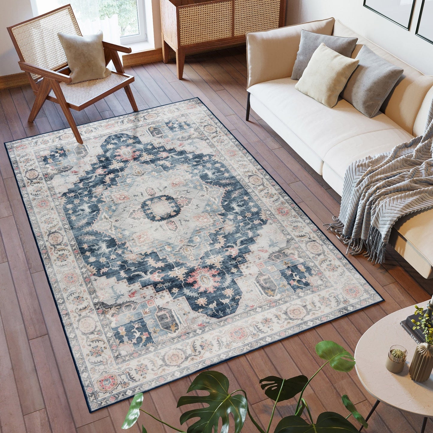 Gertmenian Crystal Print Washable Digital Printed Flat Pile Polyester Slip Resistant Area Rug Collection