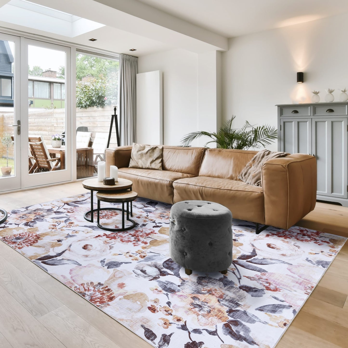 Gertmenian Crystal Print Washable Digital Printed Flat Pile Polyester Slip Resistant Area Rug Collection