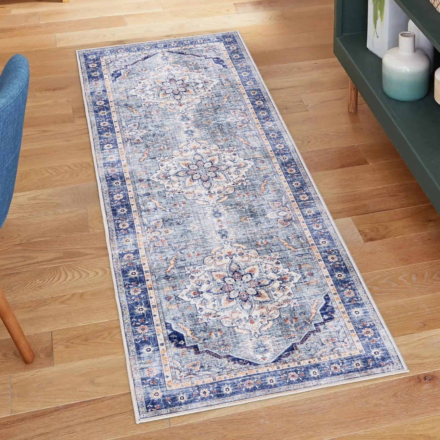 Gertmenian Crystal Print Washable Digital Printed Flat Pile Polyester Slip Resistant Area Rug Collection