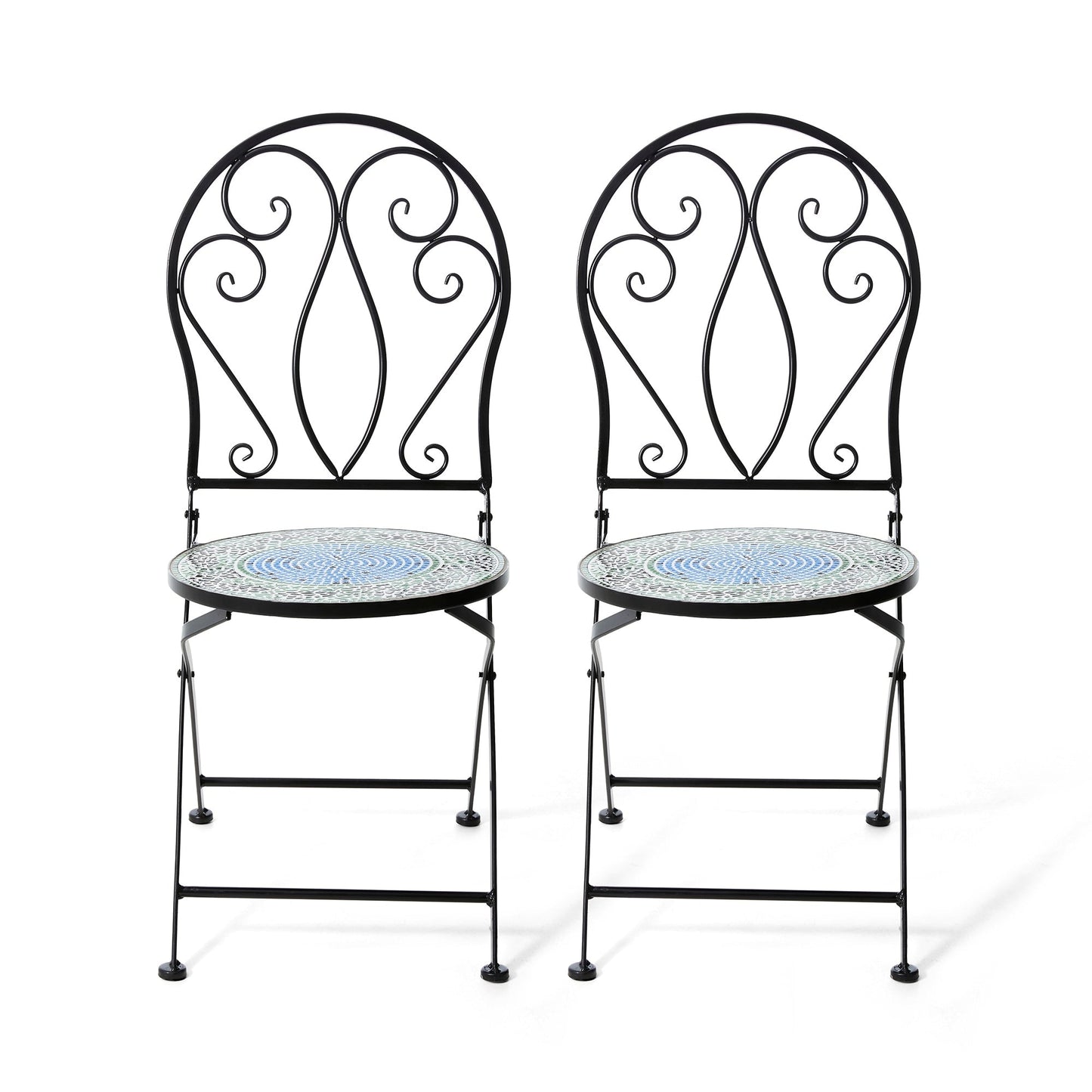 Ensemble bistrot pliant d'extérieur en métal Glitzhome 3 pièces avec table et chaises