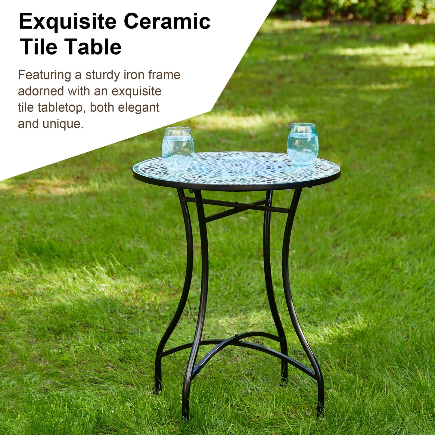 Ensemble bistrot pliant d'extérieur en métal Glitzhome 3 pièces avec table et chaises