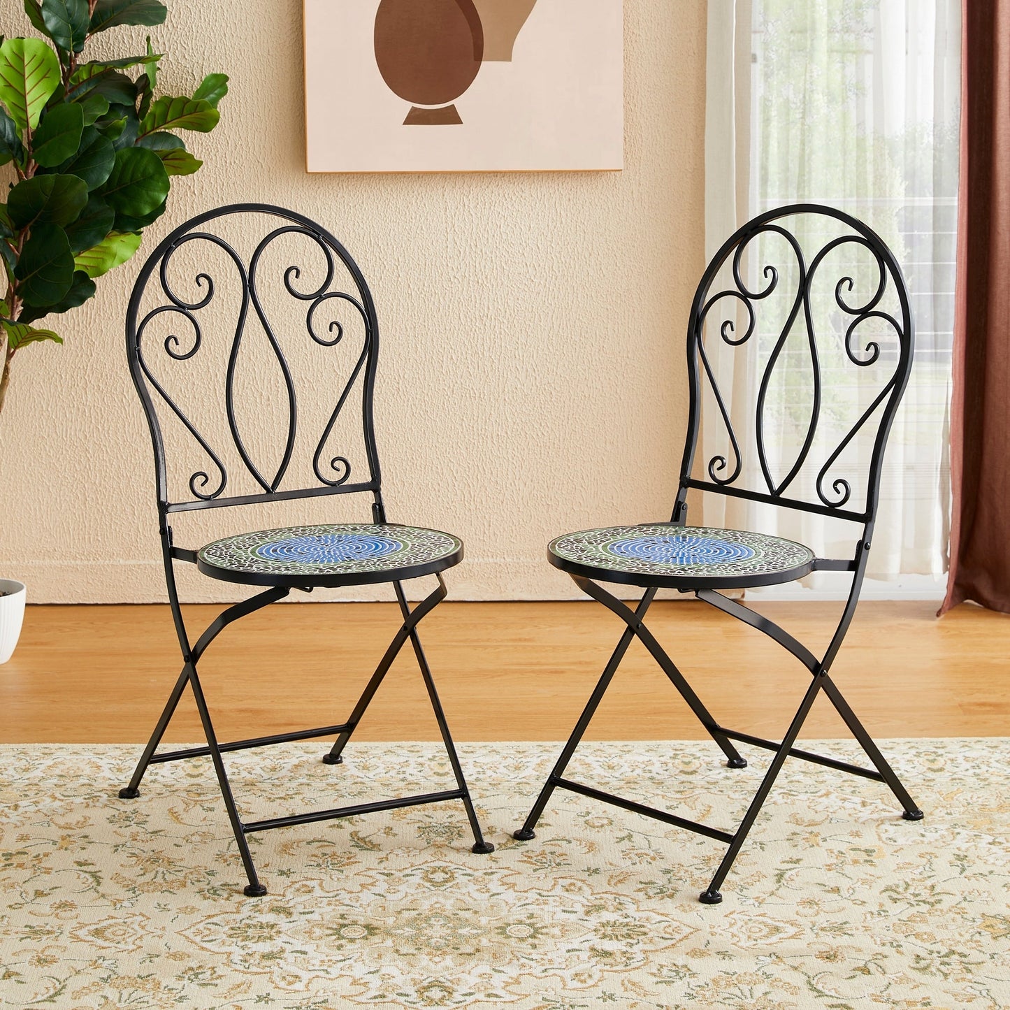Ensemble bistrot pliant d'extérieur en métal Glitzhome 3 pièces avec table et chaises
