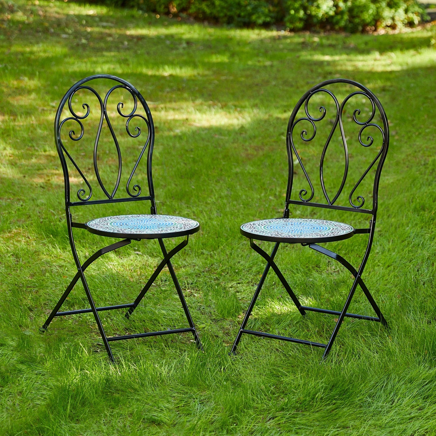 Ensemble bistrot pliant d'extérieur en métal Glitzhome 3 pièces avec table et chaises