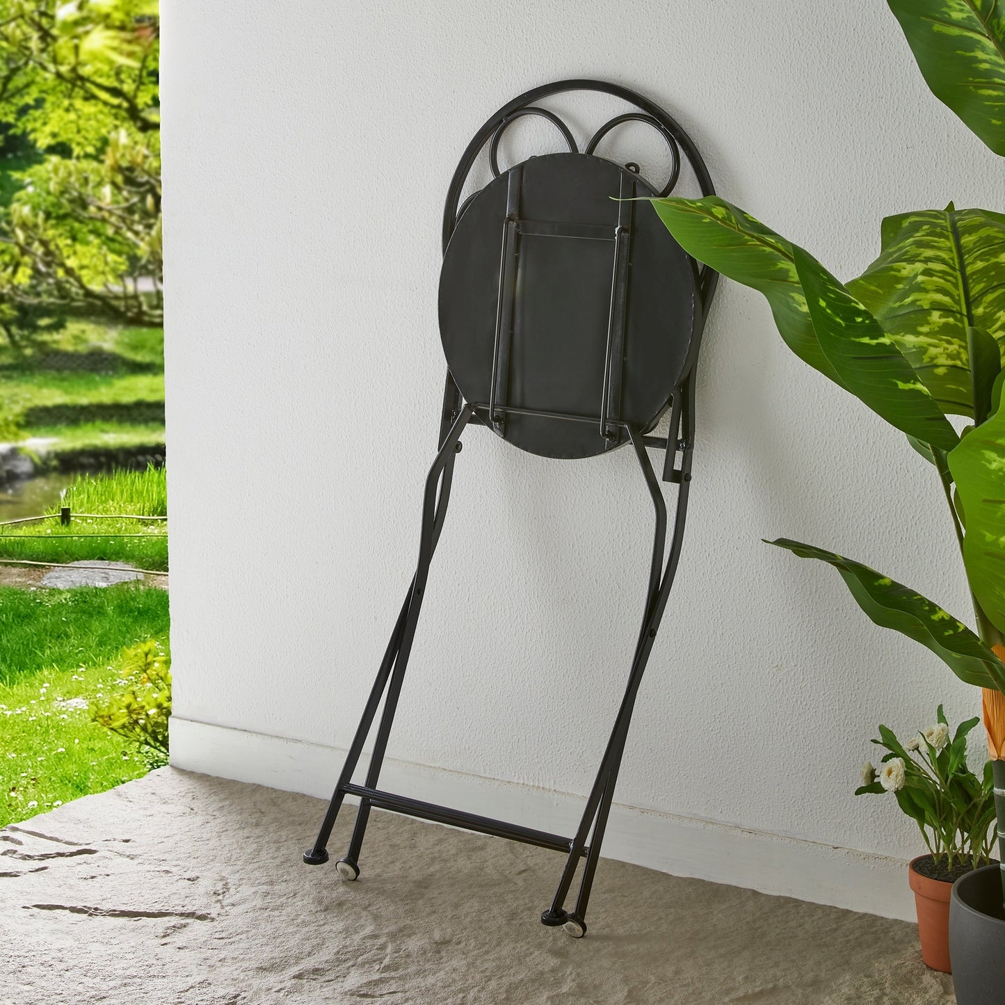 Ensemble bistrot pliant d'extérieur en métal Glitzhome 3 pièces avec table et chaises