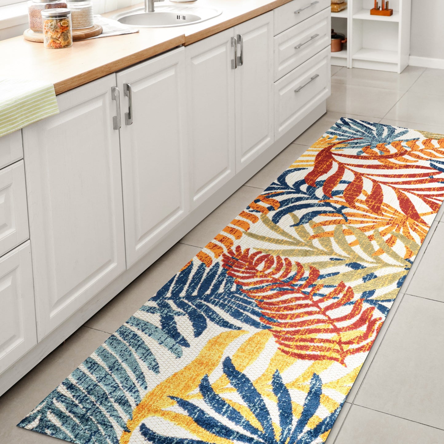 JONATHAN Y Aydin Palm Leaves Indoor/Outdoor Area Rug