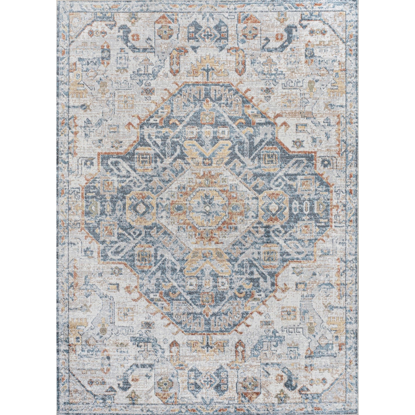 JONATHAN Y Brandy Bohemian Medallion Low-Pile Machine-Washable Cream/Terra Area Rug