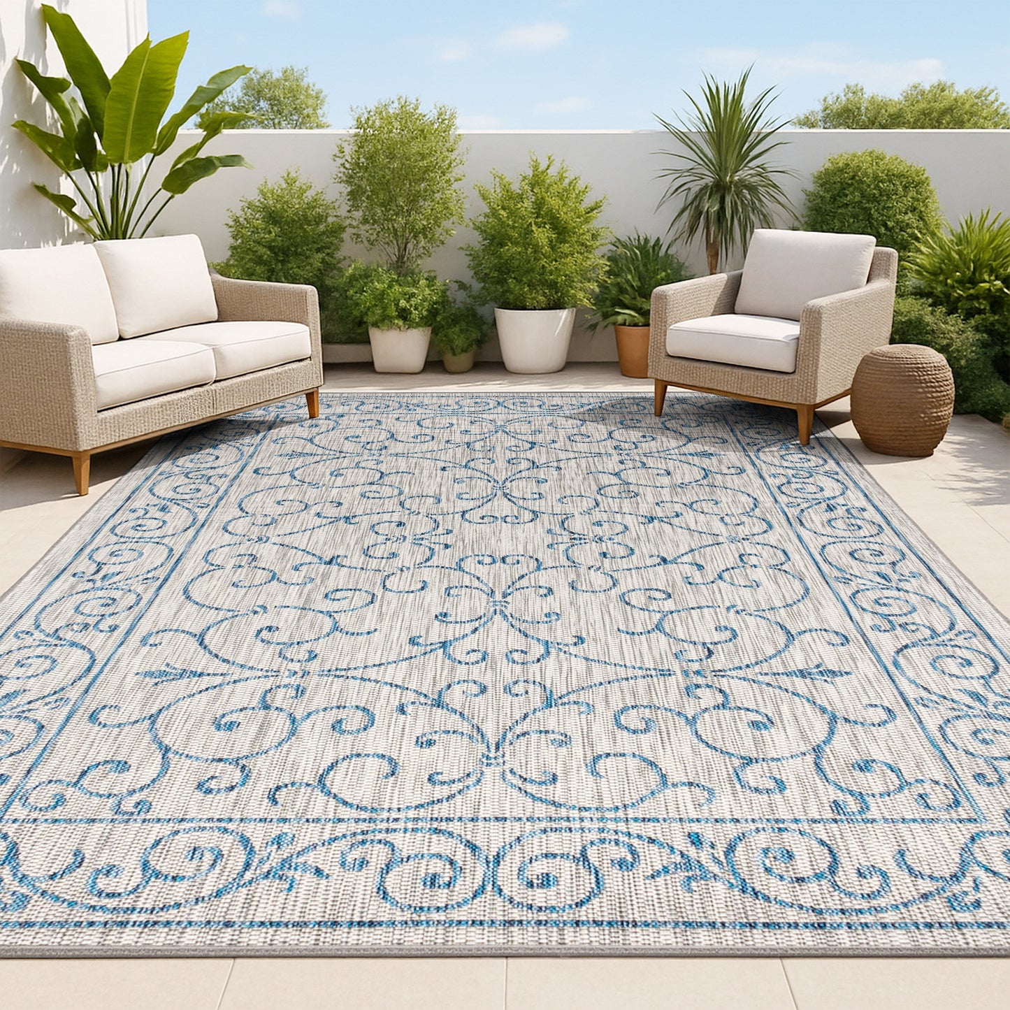 JONATHAN Y Filigree Textured Weave Indoor/Outdoor Area Rug