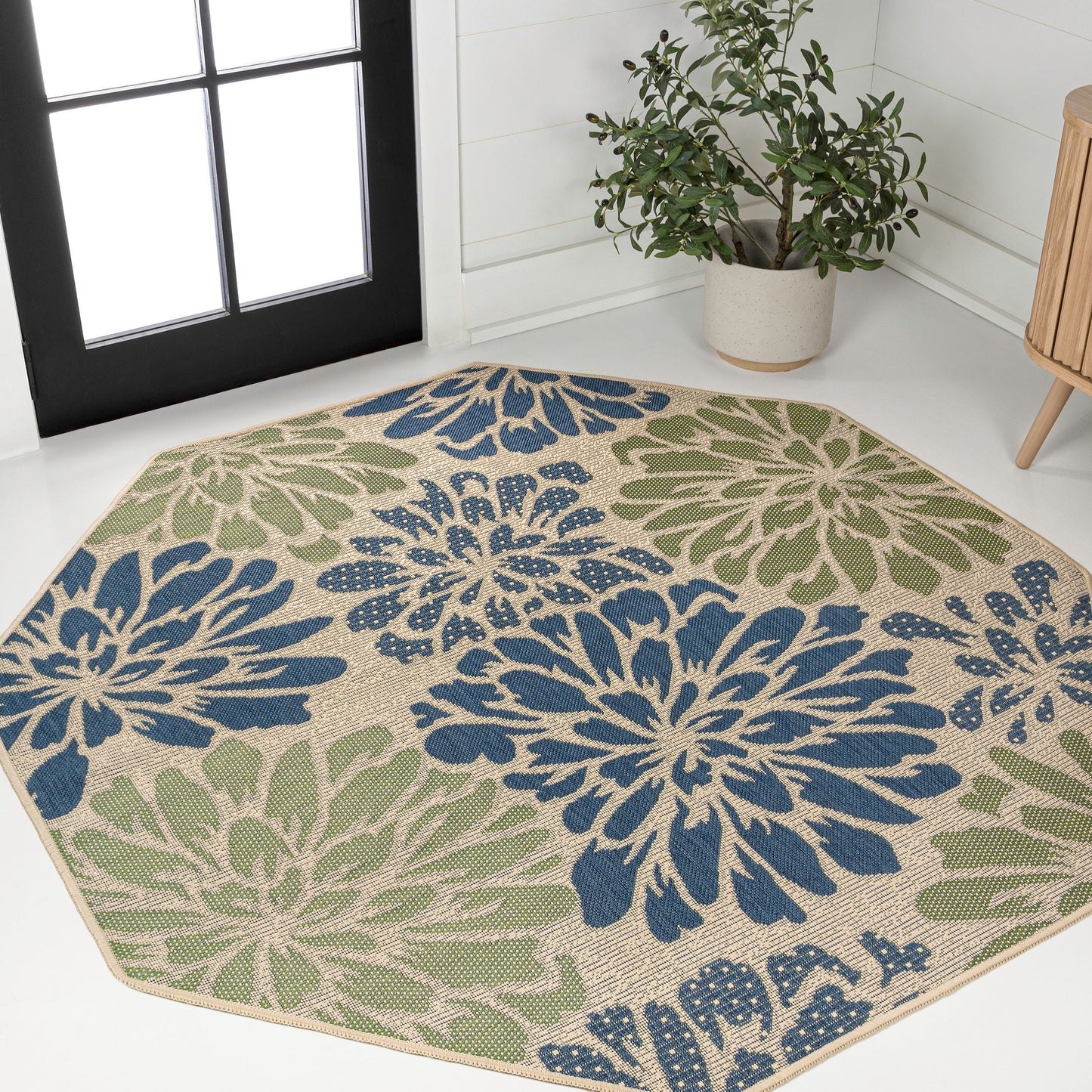 JONATHAN Y Floral Textured Weave Indoor/Outdoor Area Rug