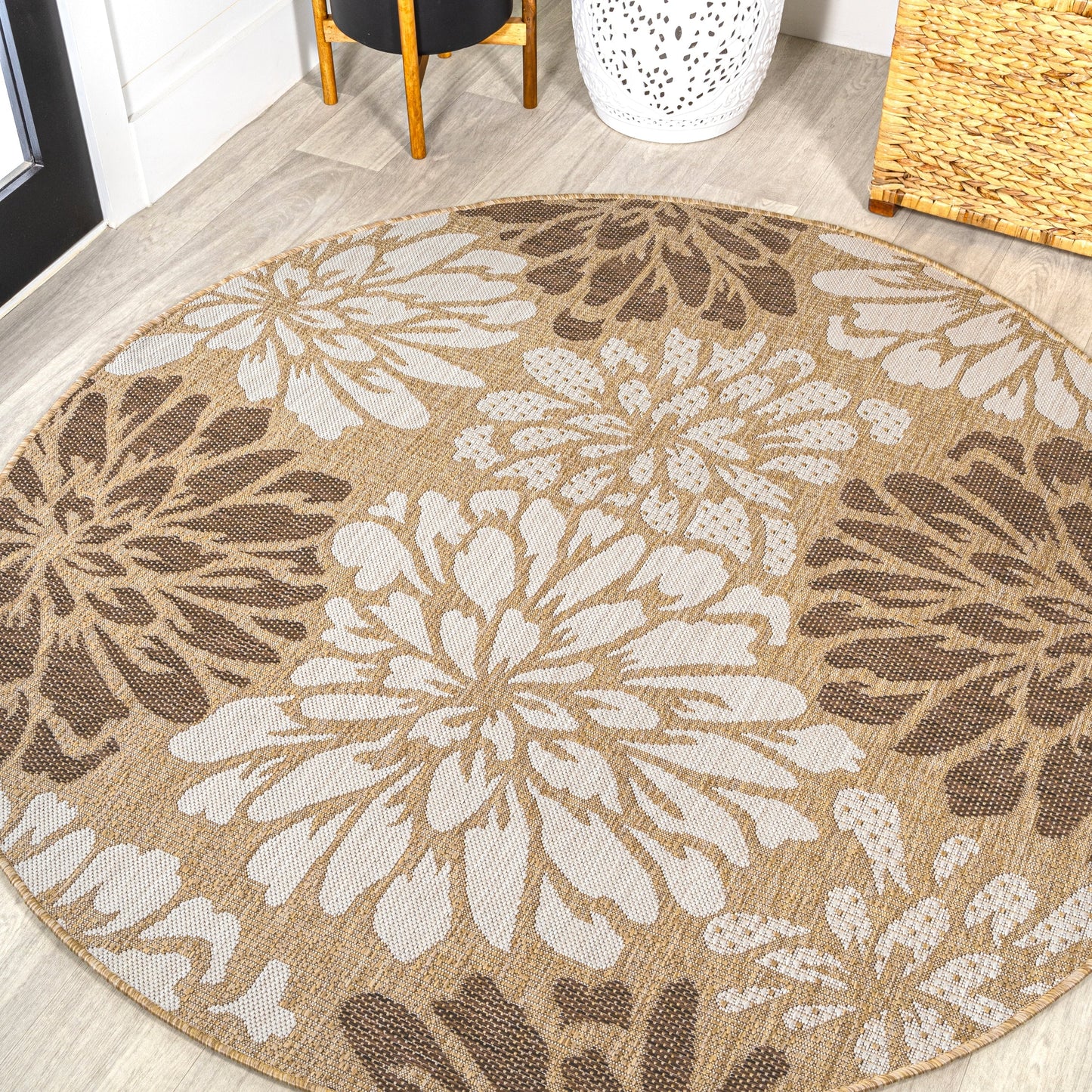 JONATHAN Y Floral Textured Weave Indoor/Outdoor Area Rug