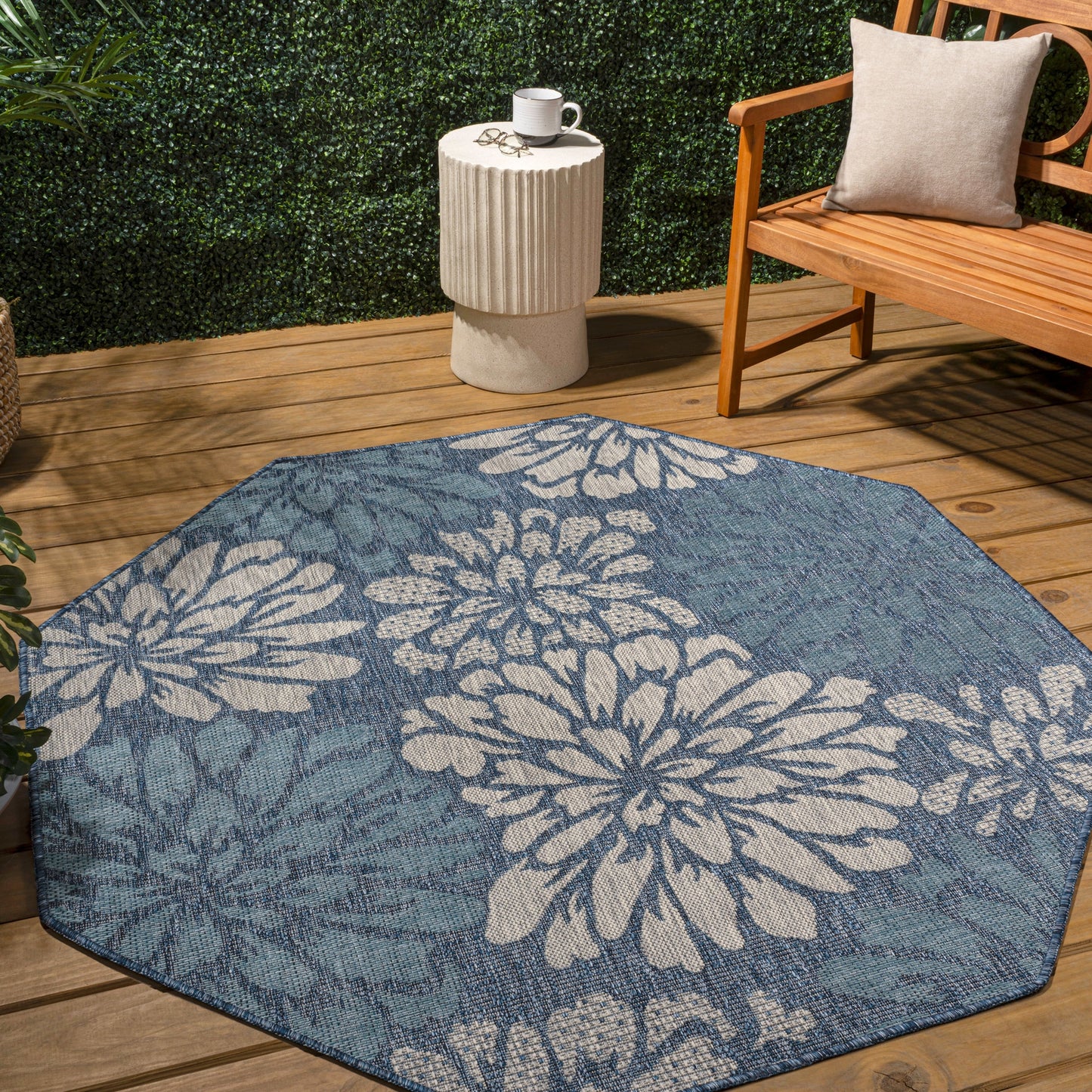 JONATHAN Y Floral Textured Weave Indoor/Outdoor Area Rug