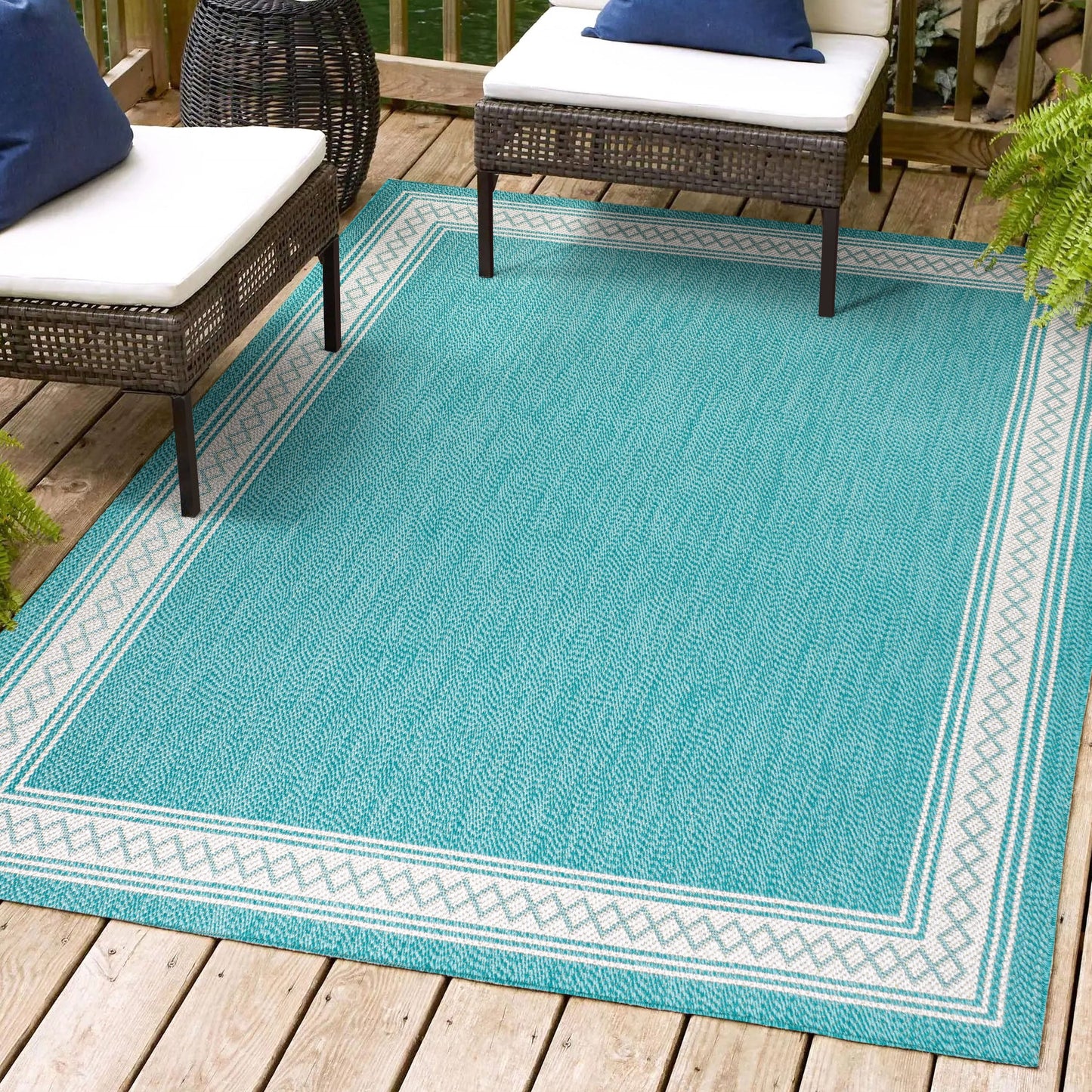 JONATHAN Y Havana Classic Diamond Border Indoor/Outdoor Area Rug