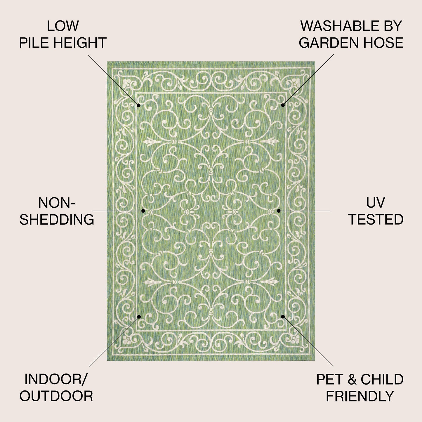 JONATHAN Y Filigree Textured Weave Indoor/Outdoor Area Rug