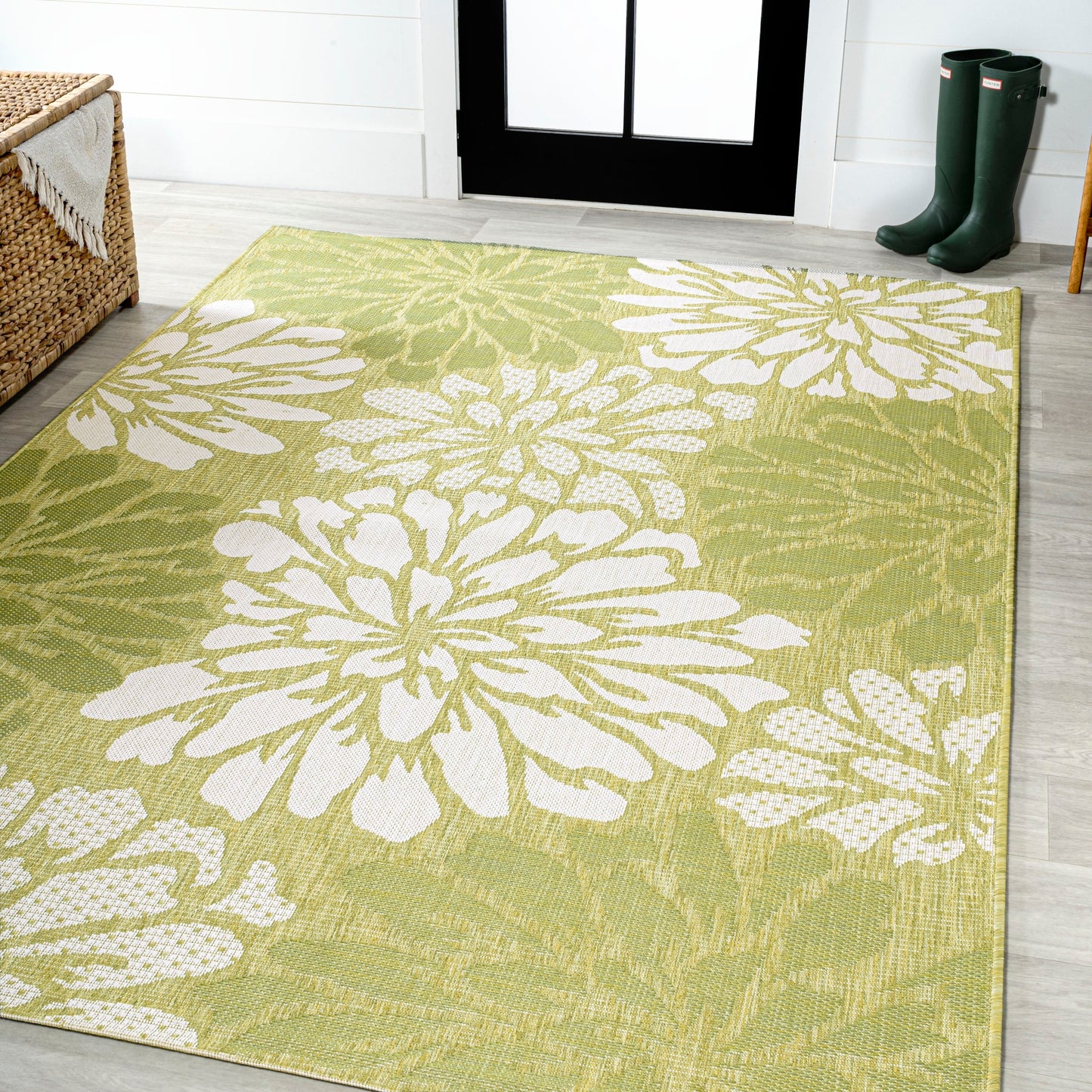 JONATHAN Y Floral Textured Weave Indoor/Outdoor Area Rug
