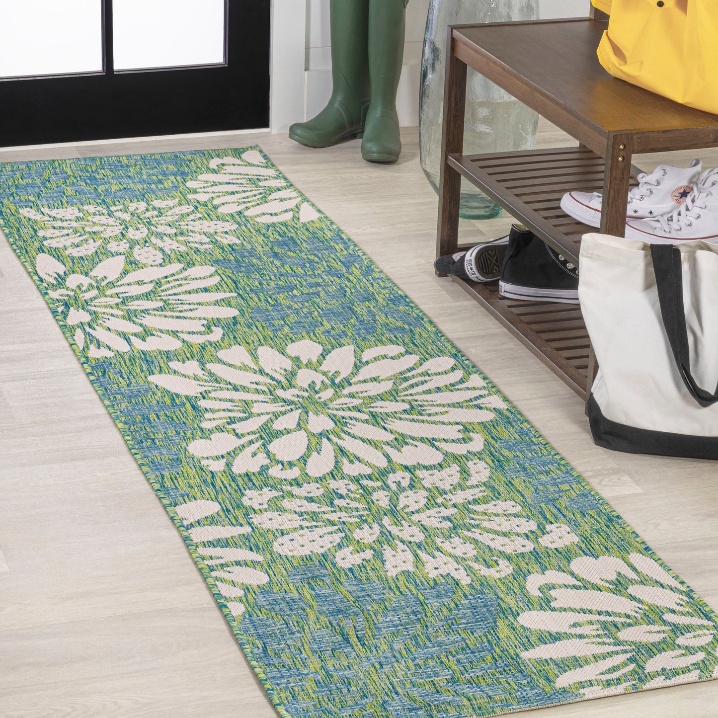 JONATHAN Y Floral Textured Weave Indoor/Outdoor Area Rug