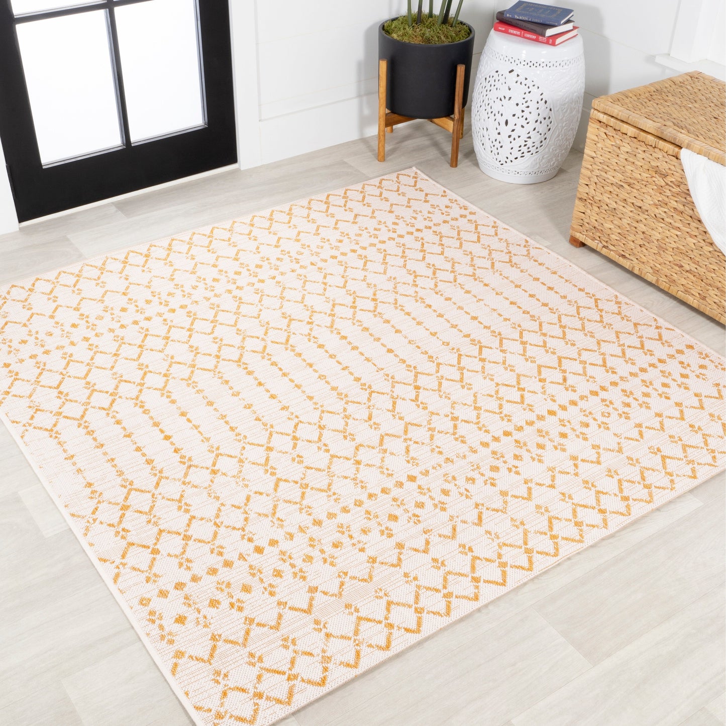JONATHAN Y Trebol Moroccan Geometric Textured Weave Indoor/Outdoor Area Rug