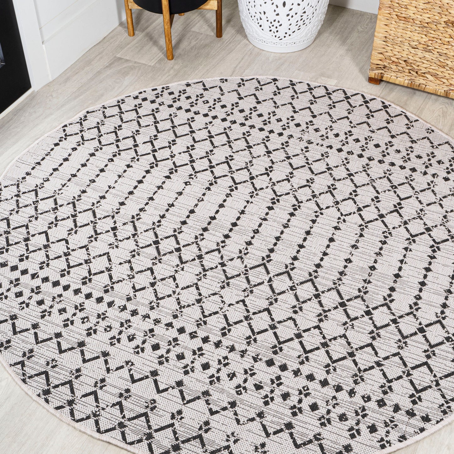 JONATHAN Y Trebol Moroccan Geometric Textured Weave Indoor/Outdoor Area Rug