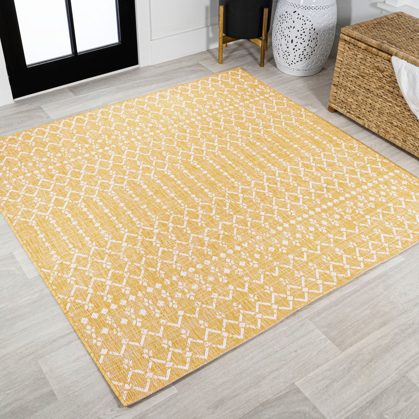 JONATHAN Y Trebol Moroccan Geometric Textured Weave Indoor/Outdoor Area Rug