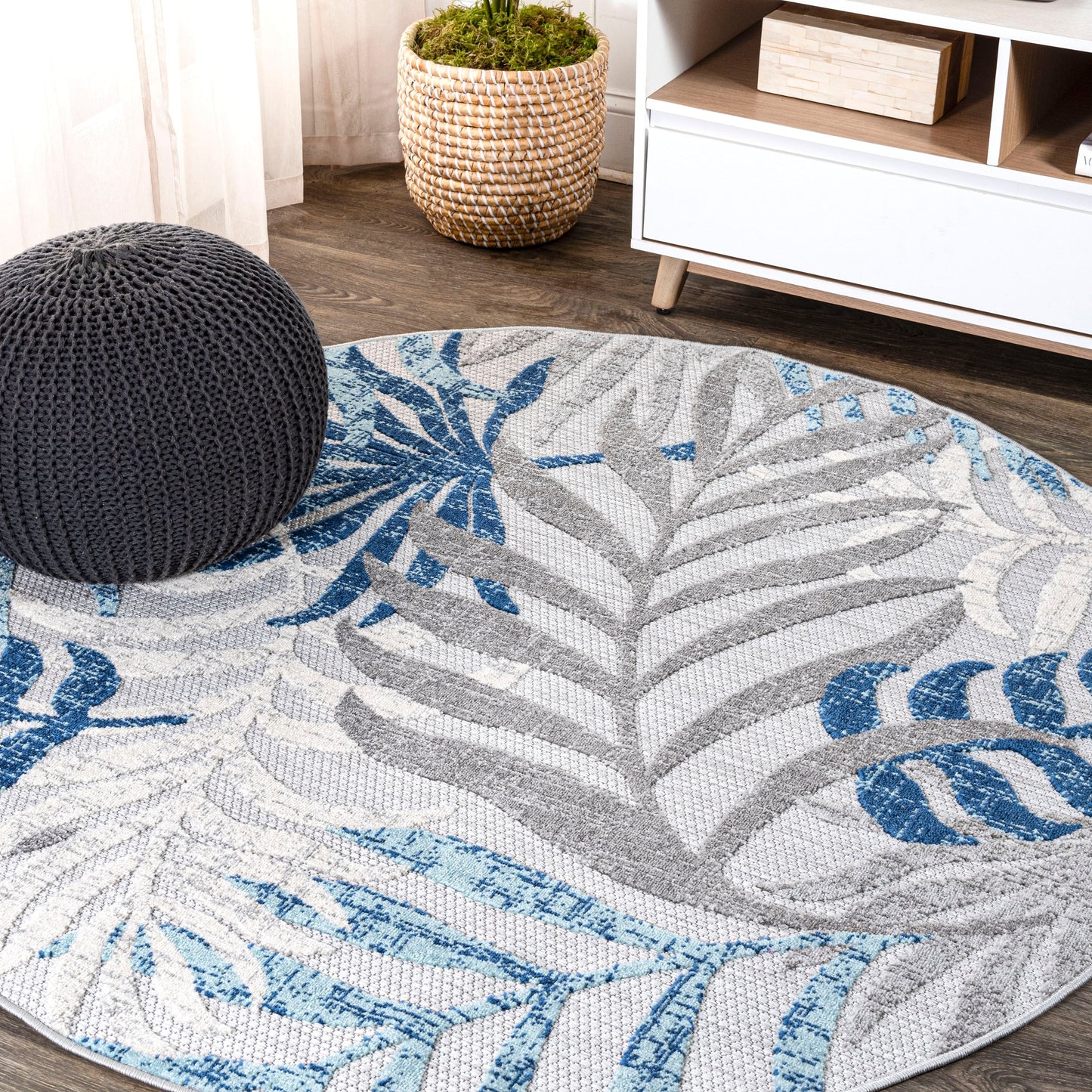 JONATHAN Y Aydin Palm Leaves Indoor/Outdoor Area Rug
