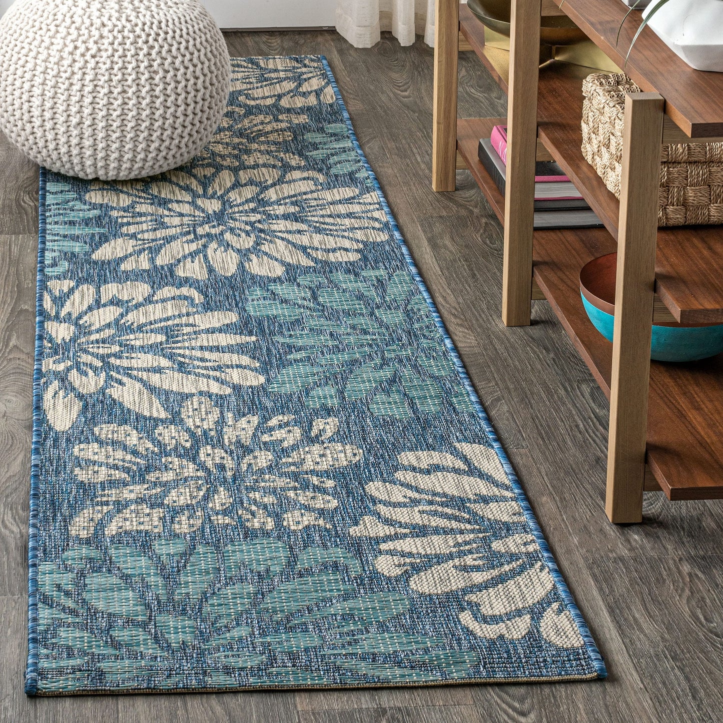 JONATHAN Y Floral Textured Weave Indoor/Outdoor Area Rug