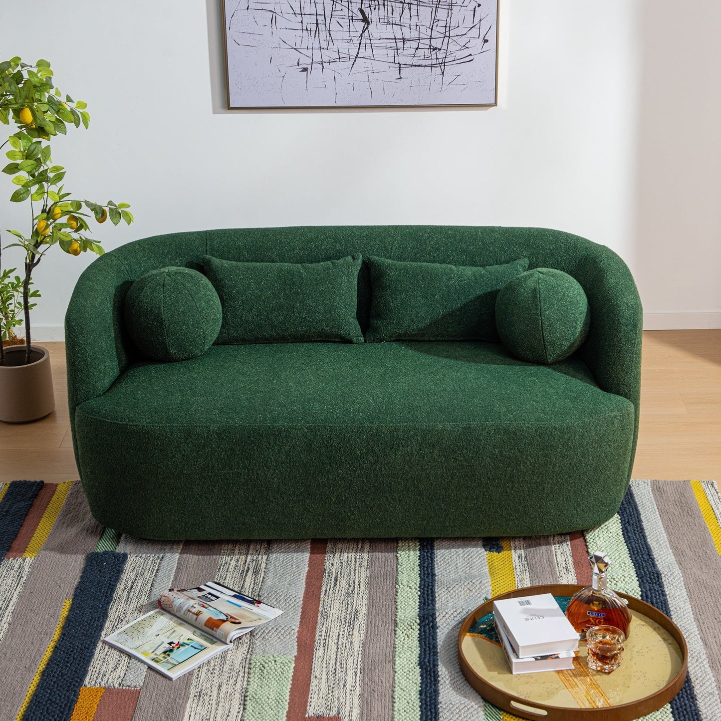 Causeuse 2 places rembourrée KINWELL Boucle avec oreillers