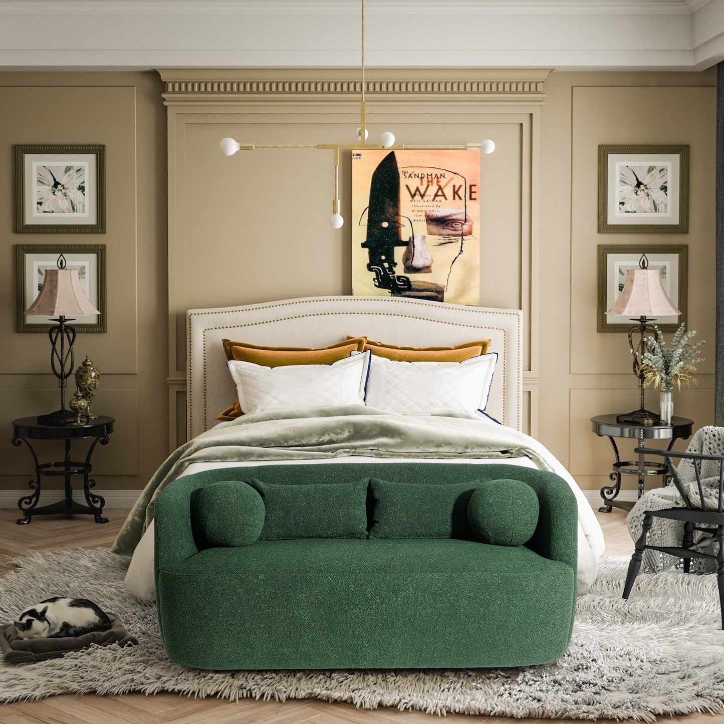 Causeuse 2 places rembourrée KINWELL Boucle avec oreillers