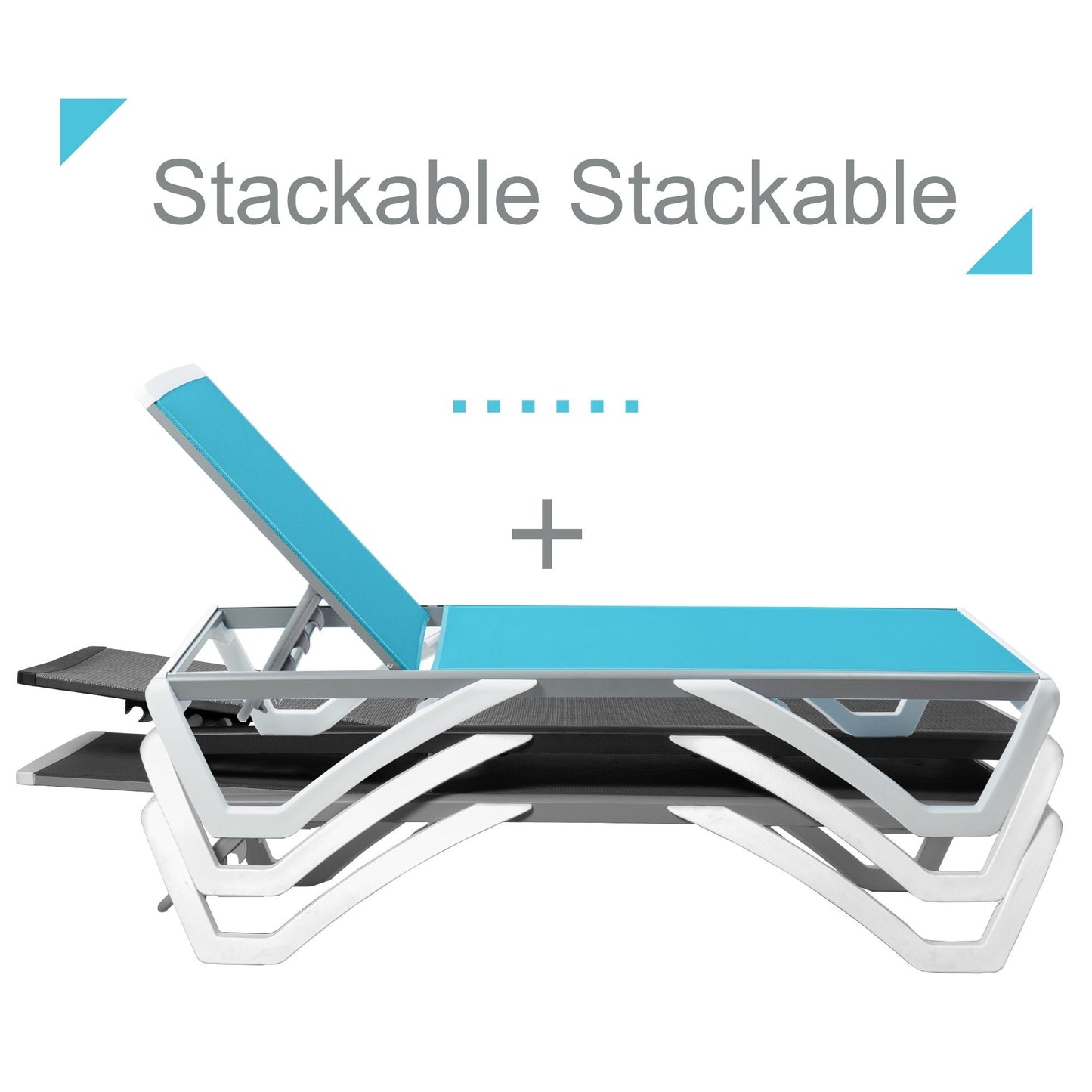 Kozyard Alan Full Flat Aluminum and Polypropylene Resin Legs Patio Reclining Adjustable Chaise Lounge