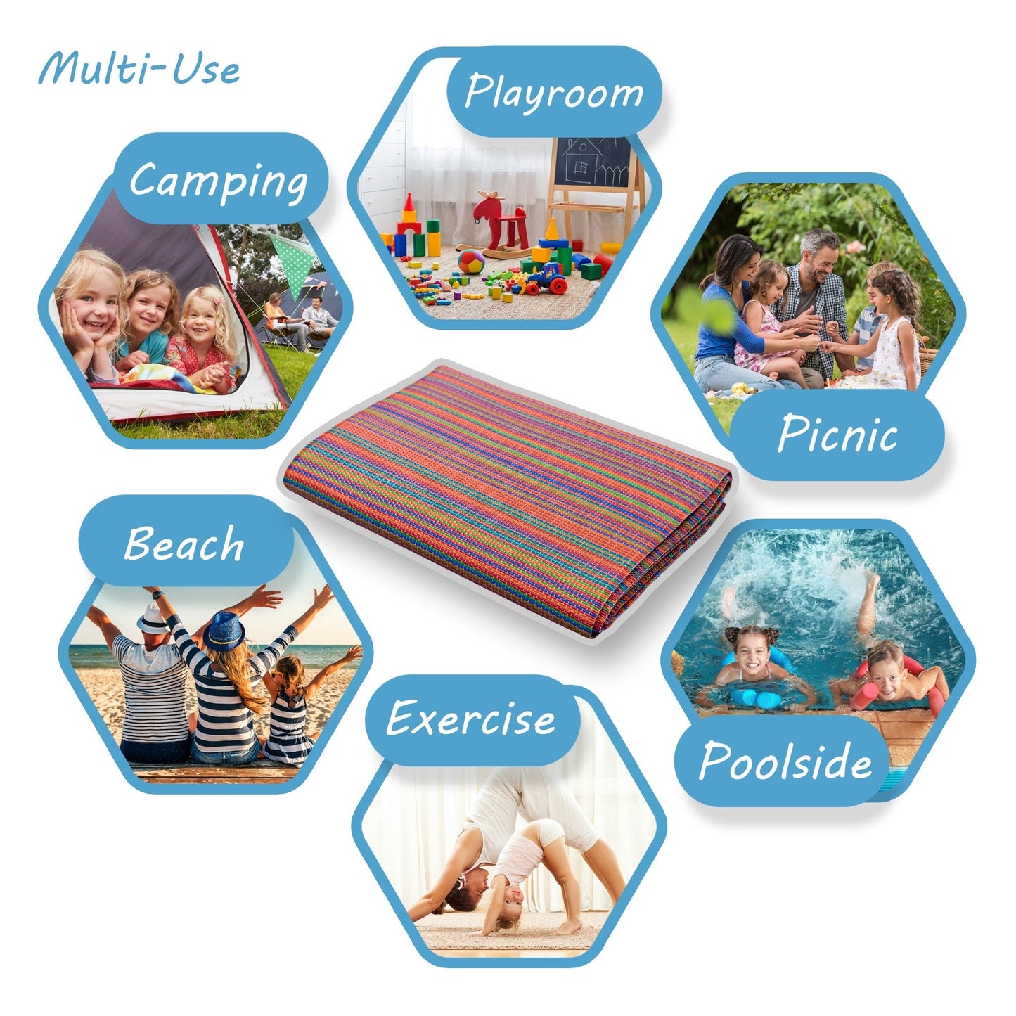 Lalune Beach Stripe Indoor Outdoor Area Rug