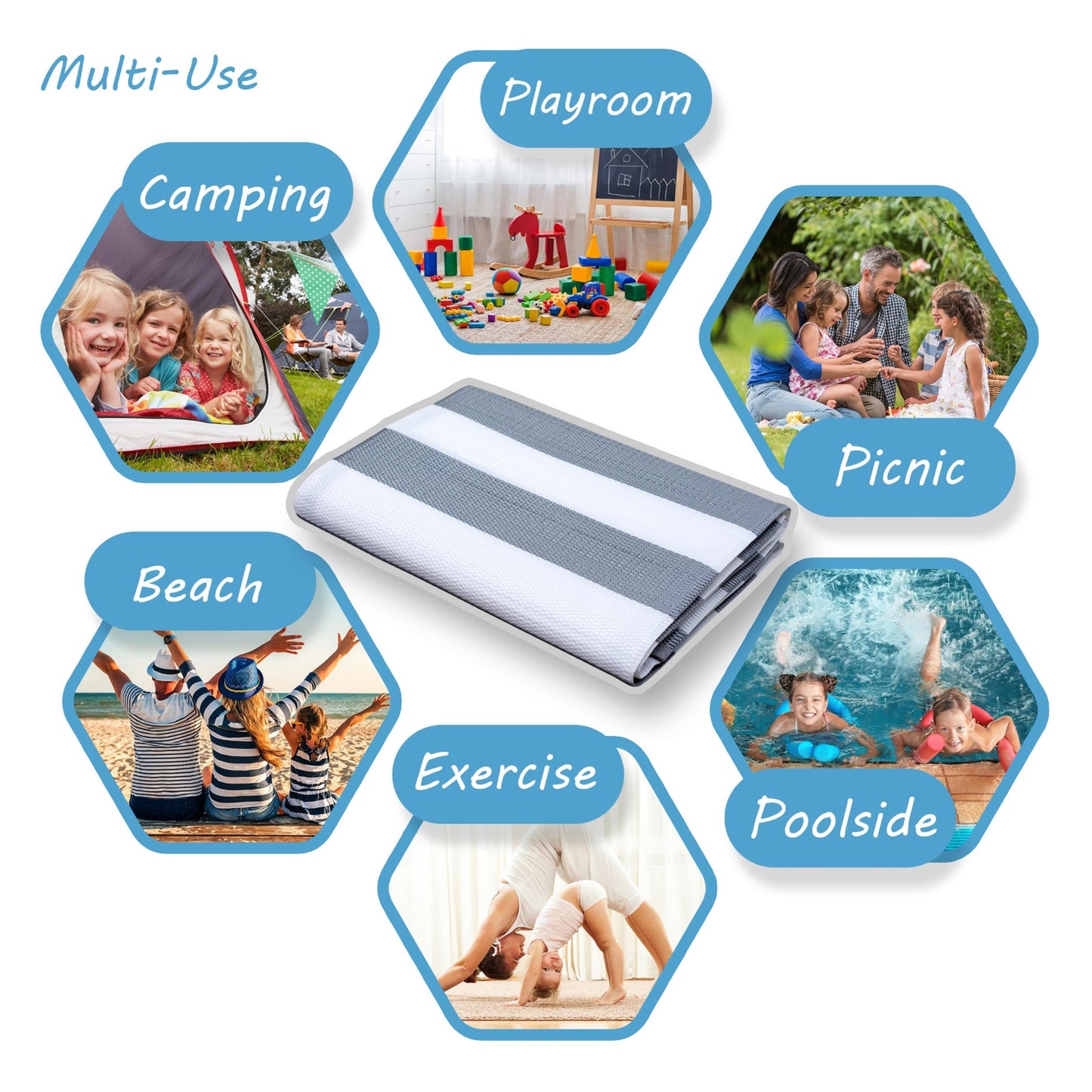 Lalune Beach Stripe Indoor Outdoor Area Rug