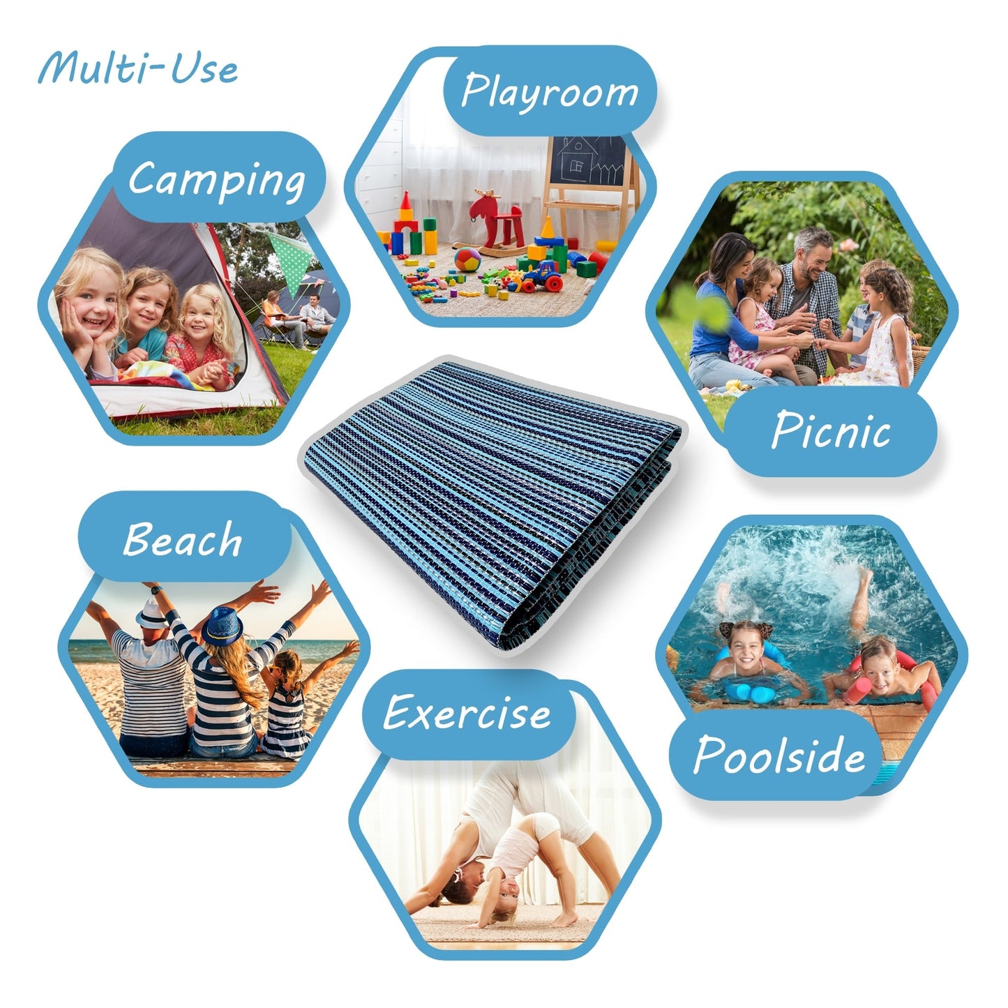 Lalune Beach Stripe Indoor Outdoor Area Rug