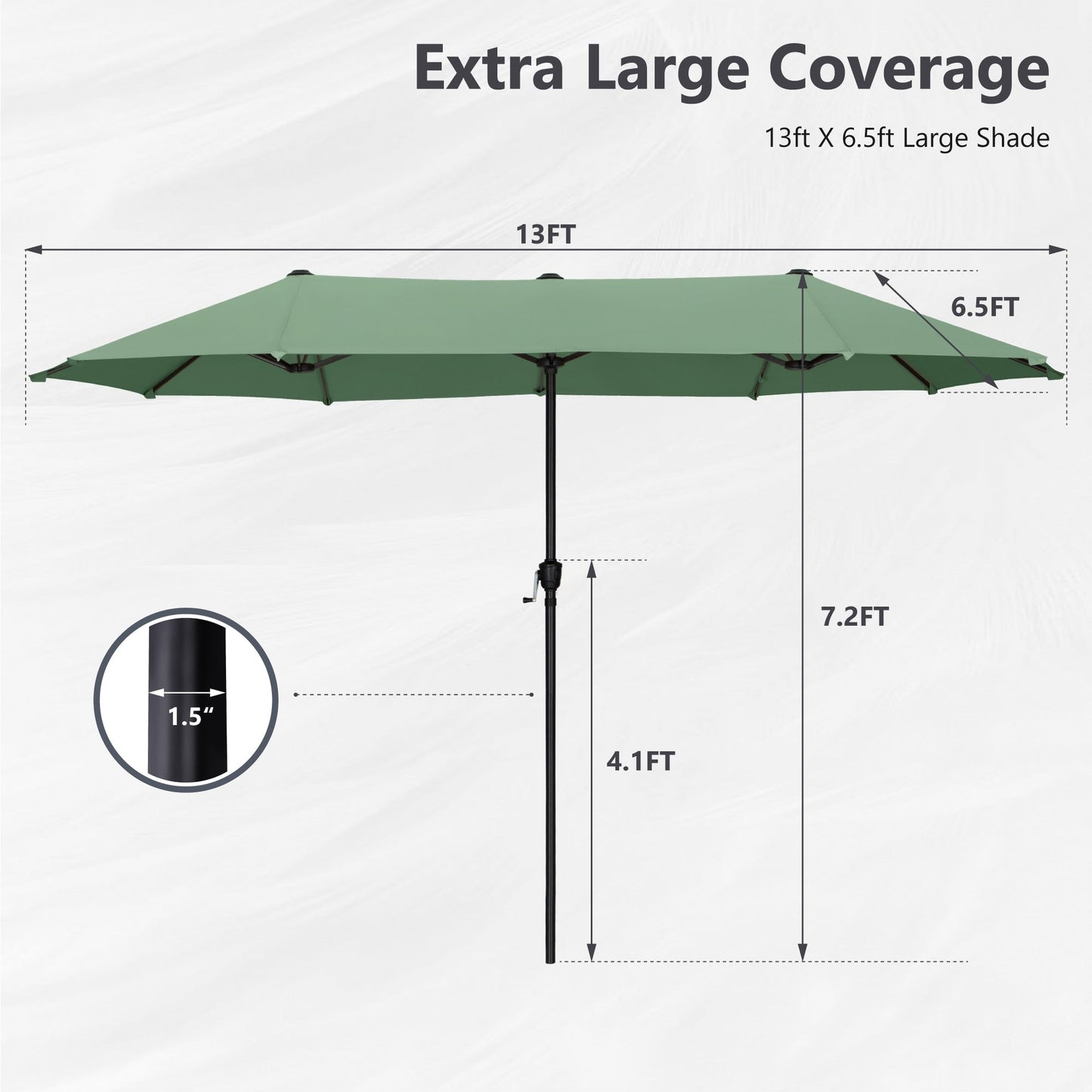 MAISON ARTS 13ft Double -Sided Patio Umbrella Extra Large with Crank
