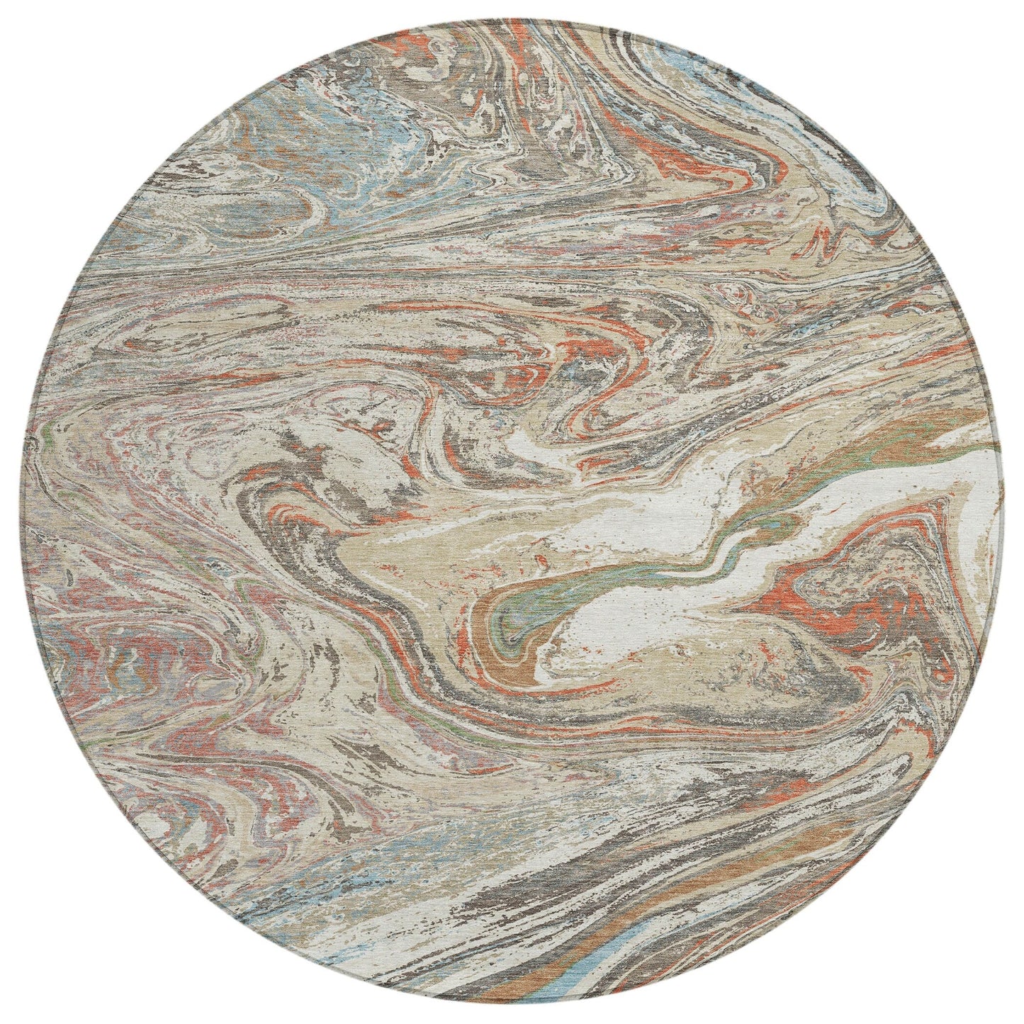 Machine Washable Indoor/ Outdoor Abstract Brushstroke Chantille Rug