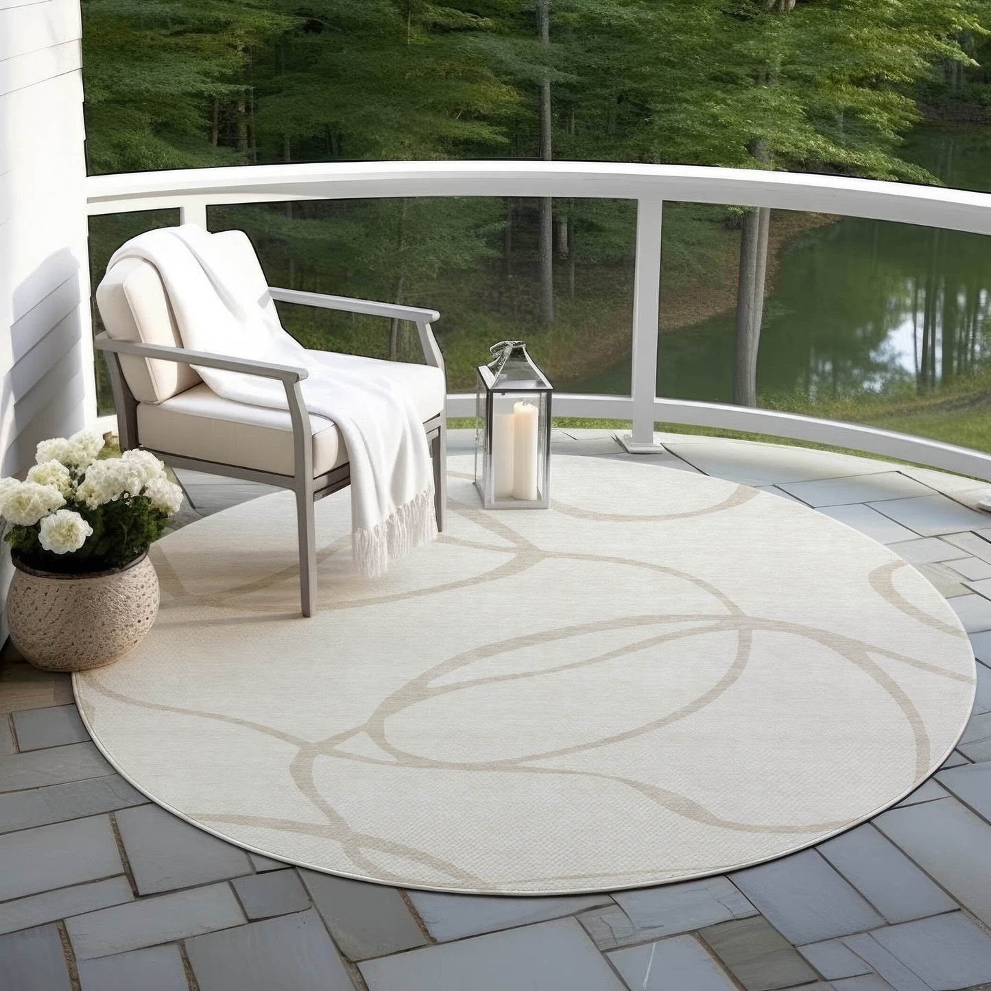 Machine Washable Indoor/ Outdoor Abstract Modern Chantille Rug