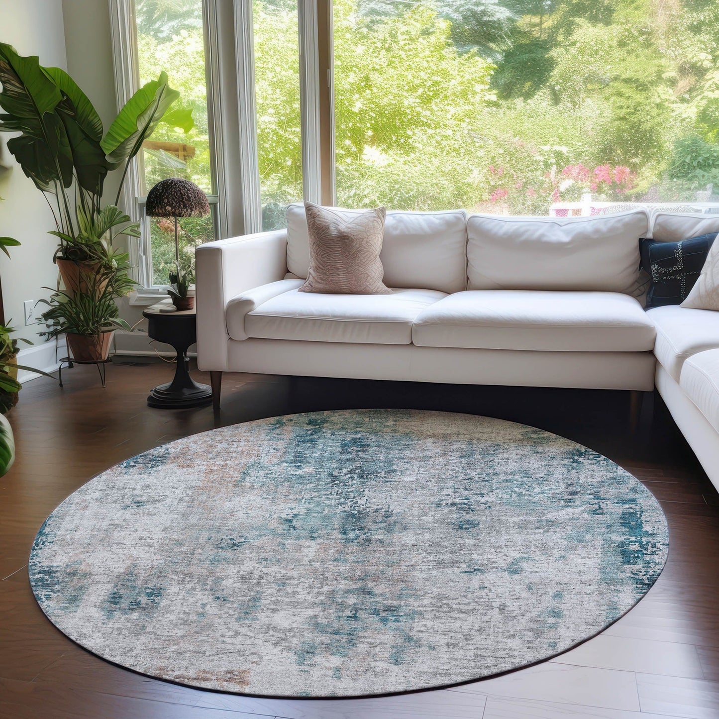 Machine Washable Indoor/ Outdoor Chantille Abstract Modern Rug