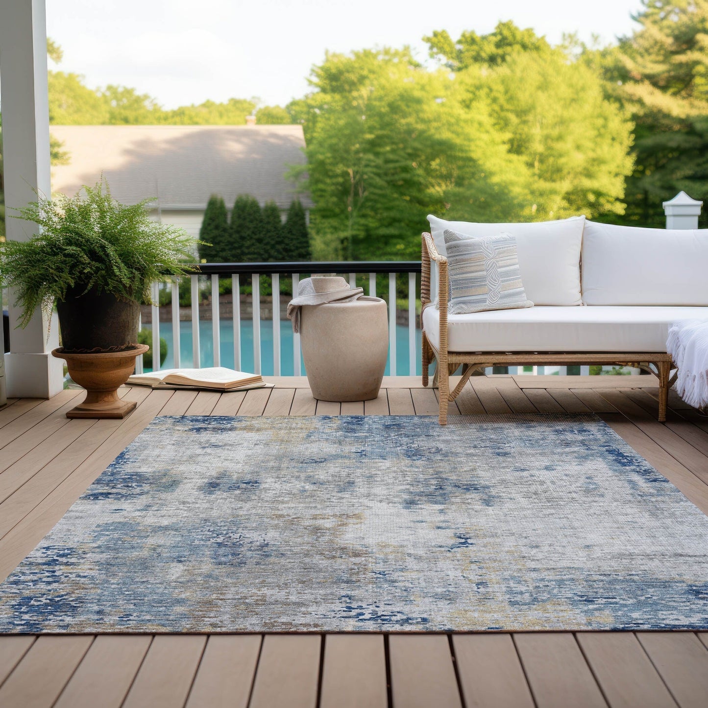 Machine Washable Indoor/ Outdoor Chantille Abstract Modern Rug