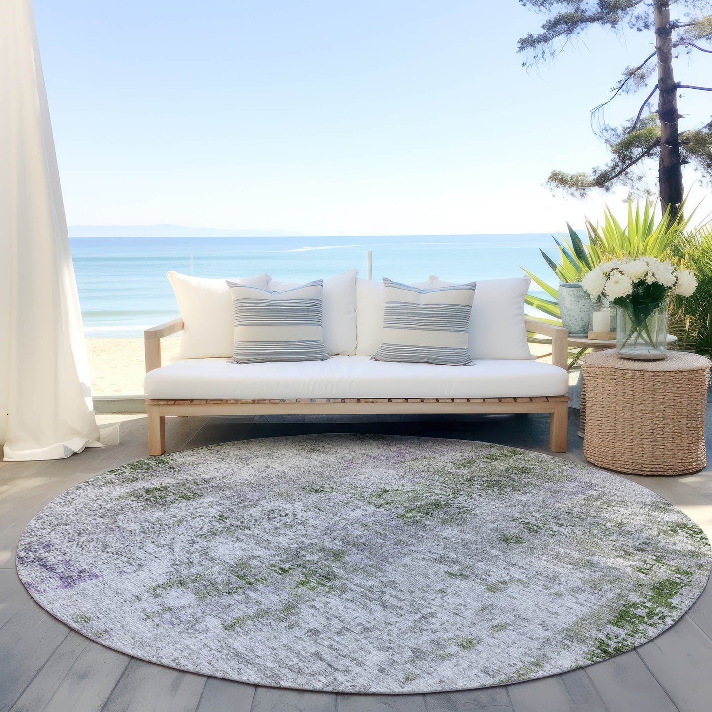 Machine Washable Indoor/ Outdoor Chantille Abstract Modern Rug