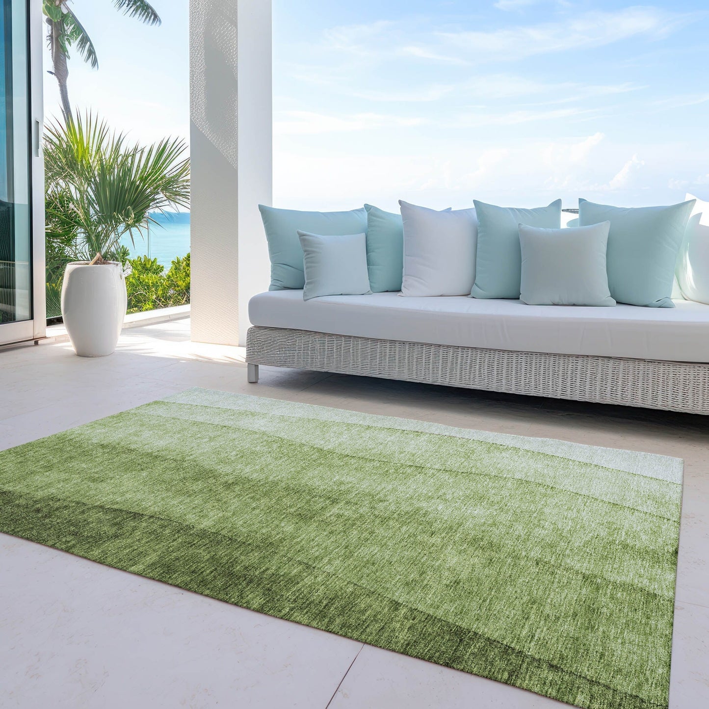 Machine Washable Indoor/ Outdoor Chantille Contemporary Ombre Rug
