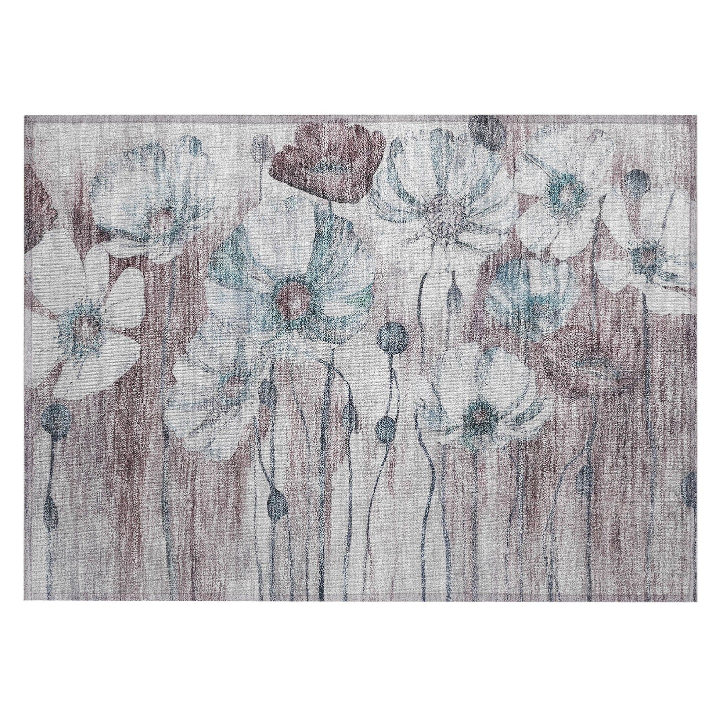 Machine Washable Indoor/ Outdoor Chantille Modern Floral Rug