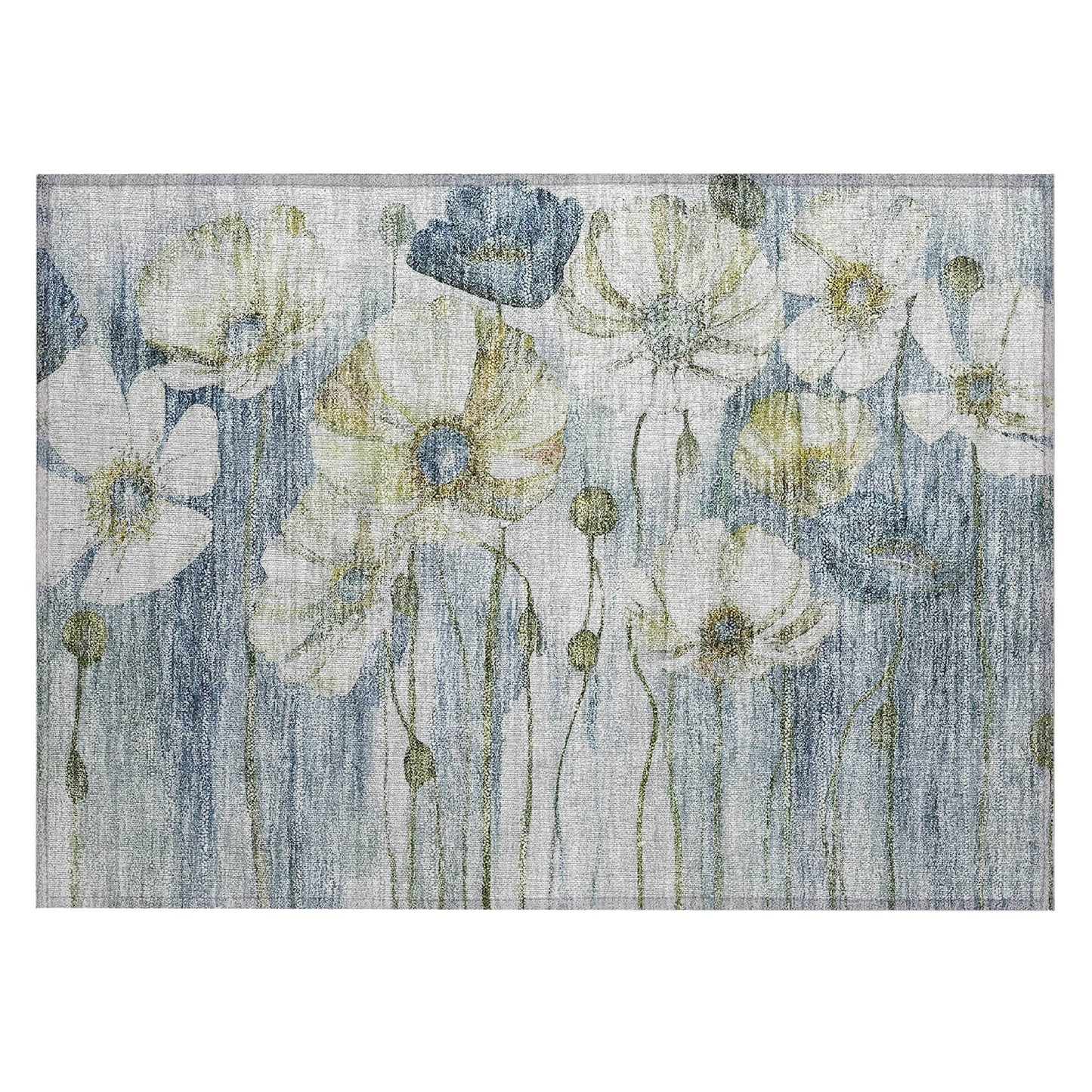 Machine Washable Indoor/ Outdoor Chantille Modern Floral Rug