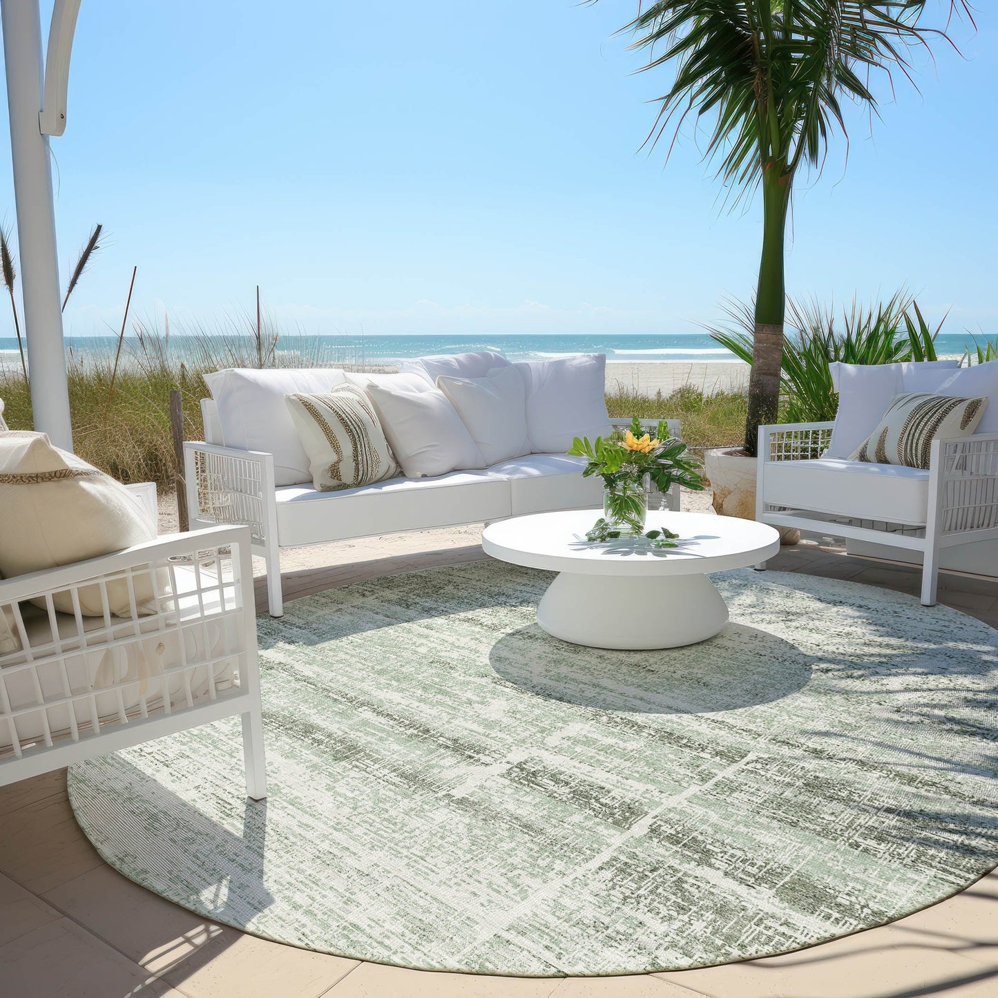 Machine Washable Indoor/ Outdoor Chantille Ombre Solid Rug