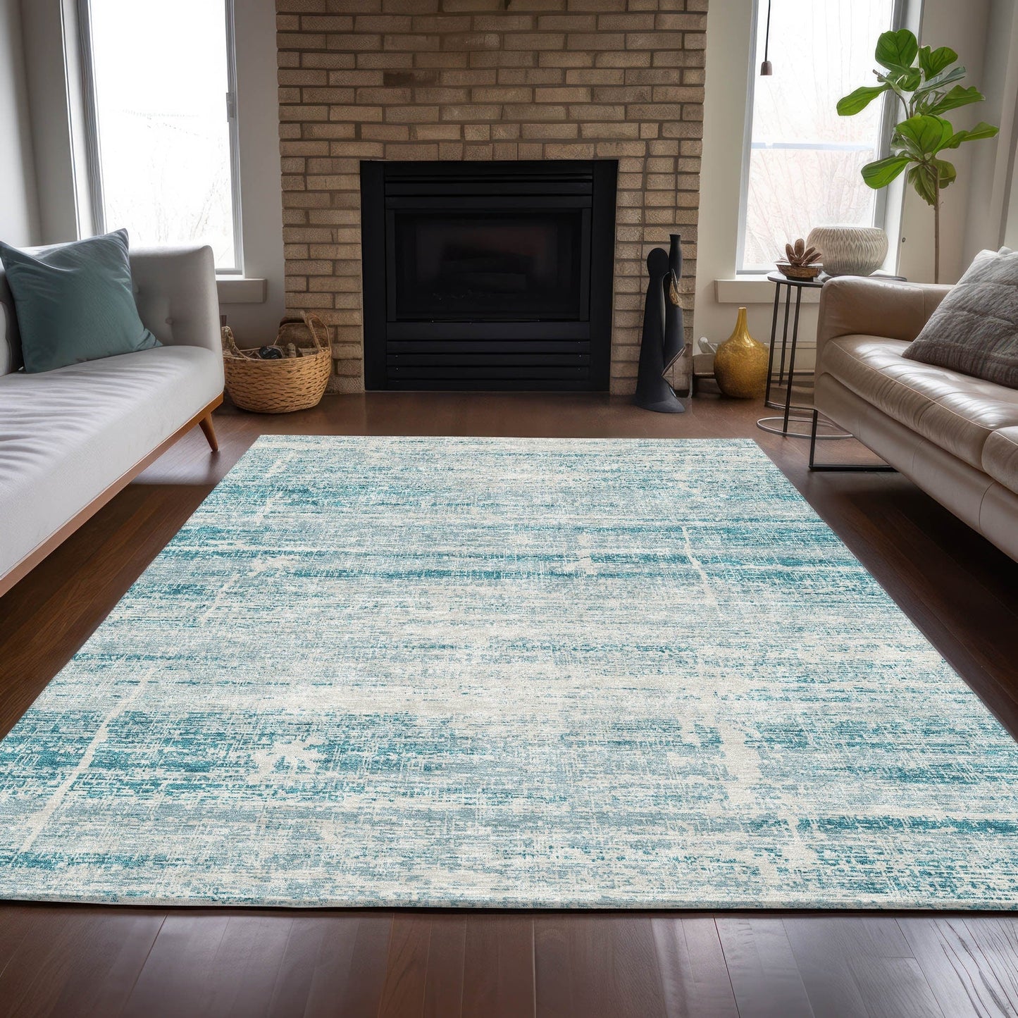 Machine Washable Indoor/ Outdoor Chantille Ombre Solid Rug