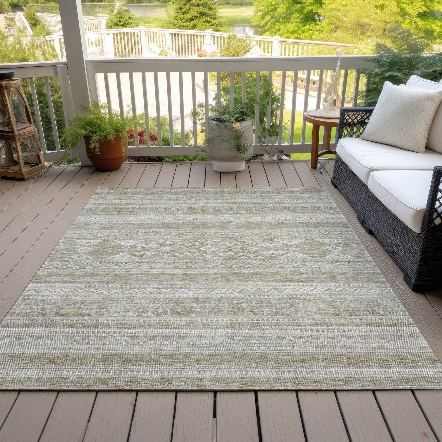 Machine Washable Indoor/ Outdoor Chantille Tribal Boho Rug