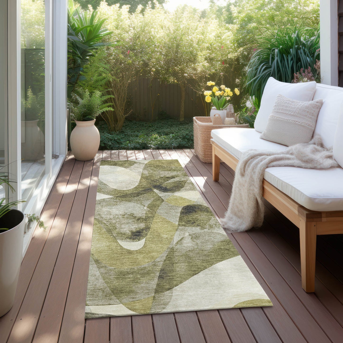 Machine Washable Indoor/ Outdoor Modern Chantille Rug