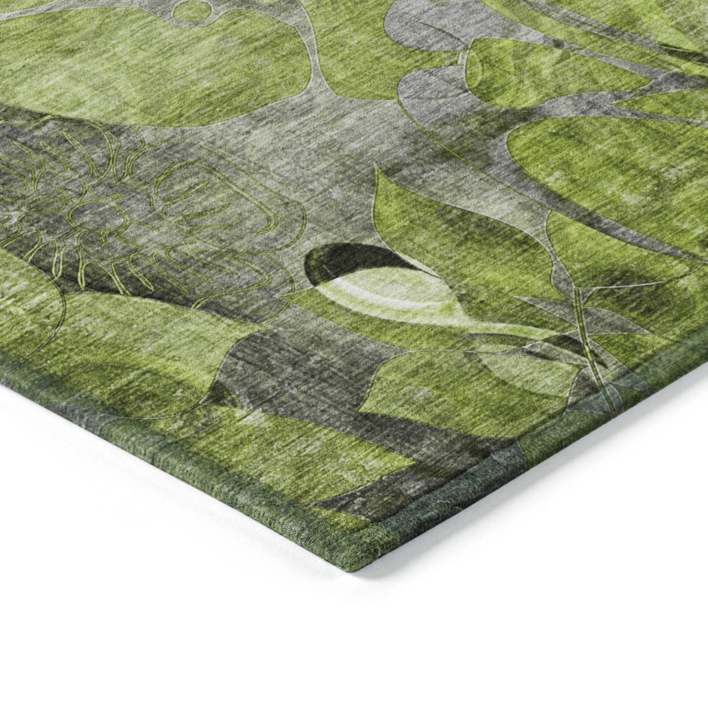 Machine Washable Indoor/ Outdoor Modern Floral Chantille Rug