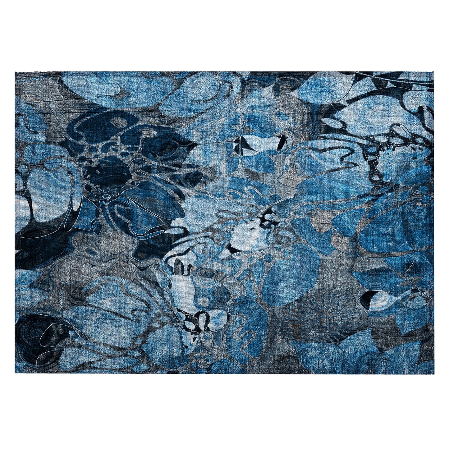 Machine Washable Indoor/ Outdoor Modern Floral Chantille Rug