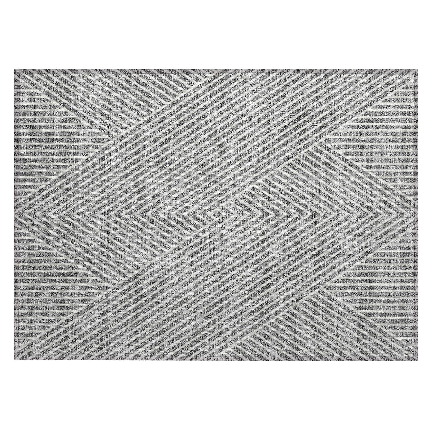 Machine Washable Indoor/ Outdoor Modern Geo Chantille Rug
